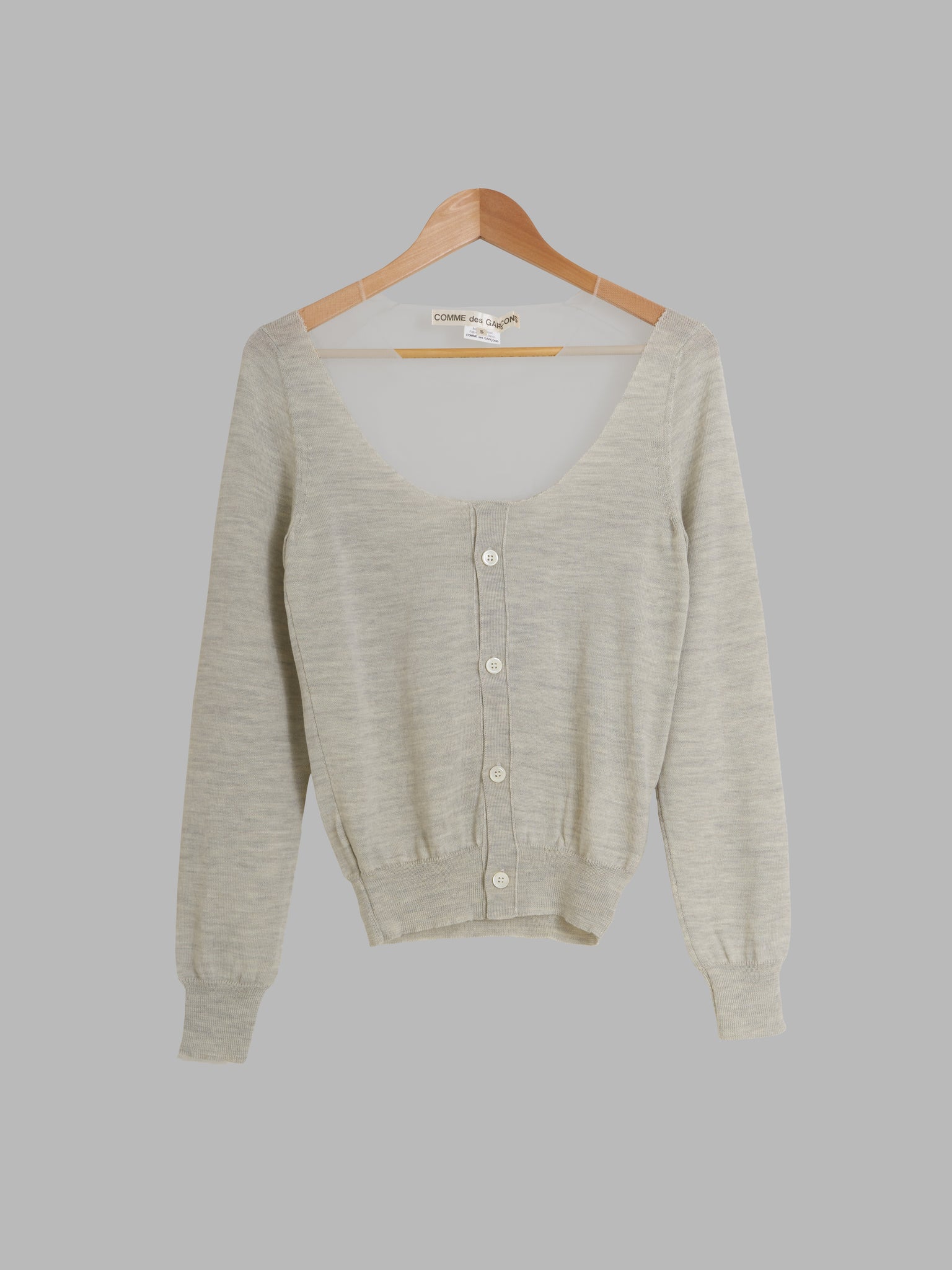 Comme des Garcons 2006 oatmeal wool and mesh cardigan - size S