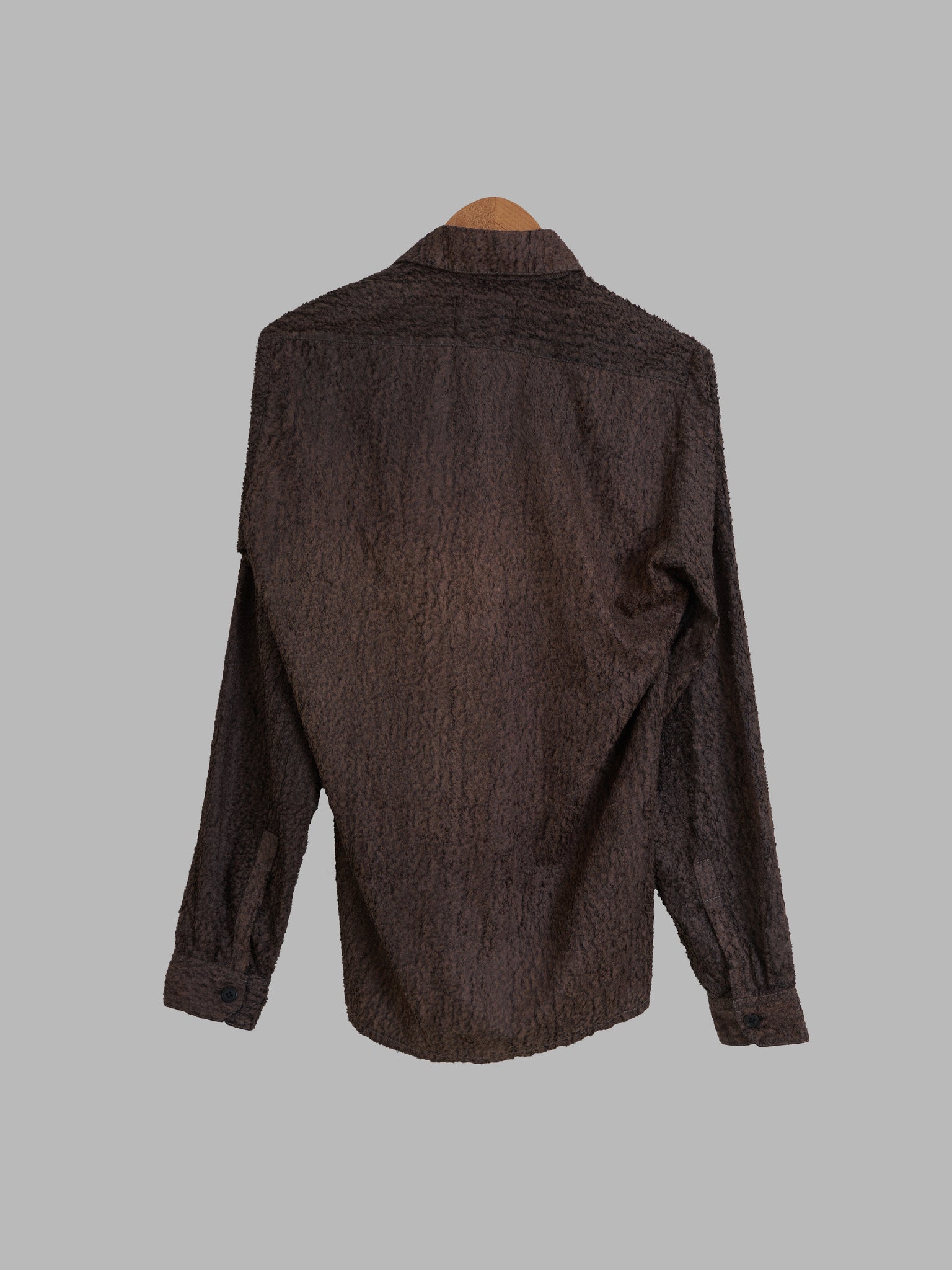 Yoshiki Hishinuma Homme brown polyester scaly long sleeve shirt - size 1 S