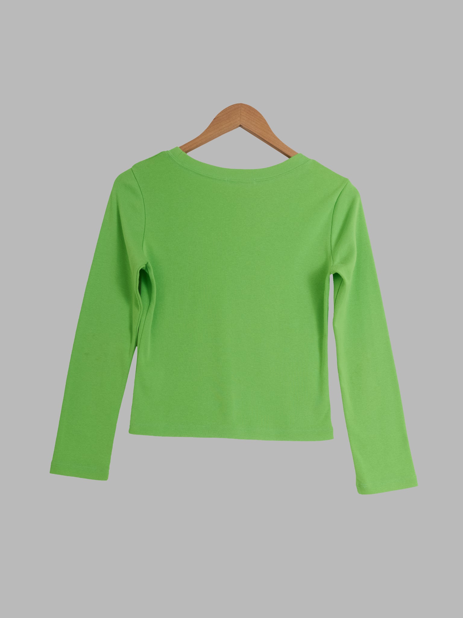 Yoshiki Hishinuma green cotton jersey knit long sleeve top