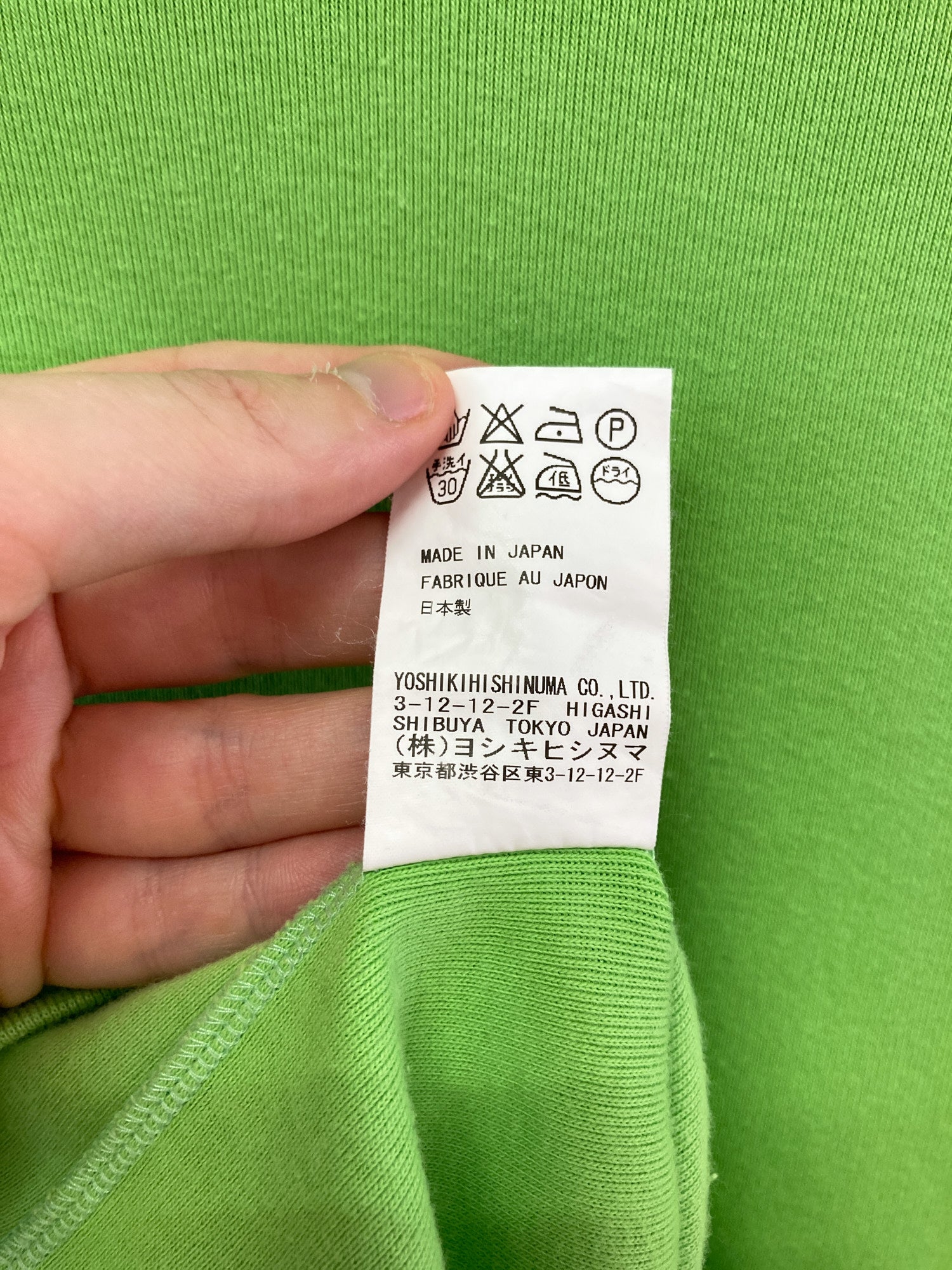 Yoshiki Hishinuma green cotton jersey knit long sleeve top