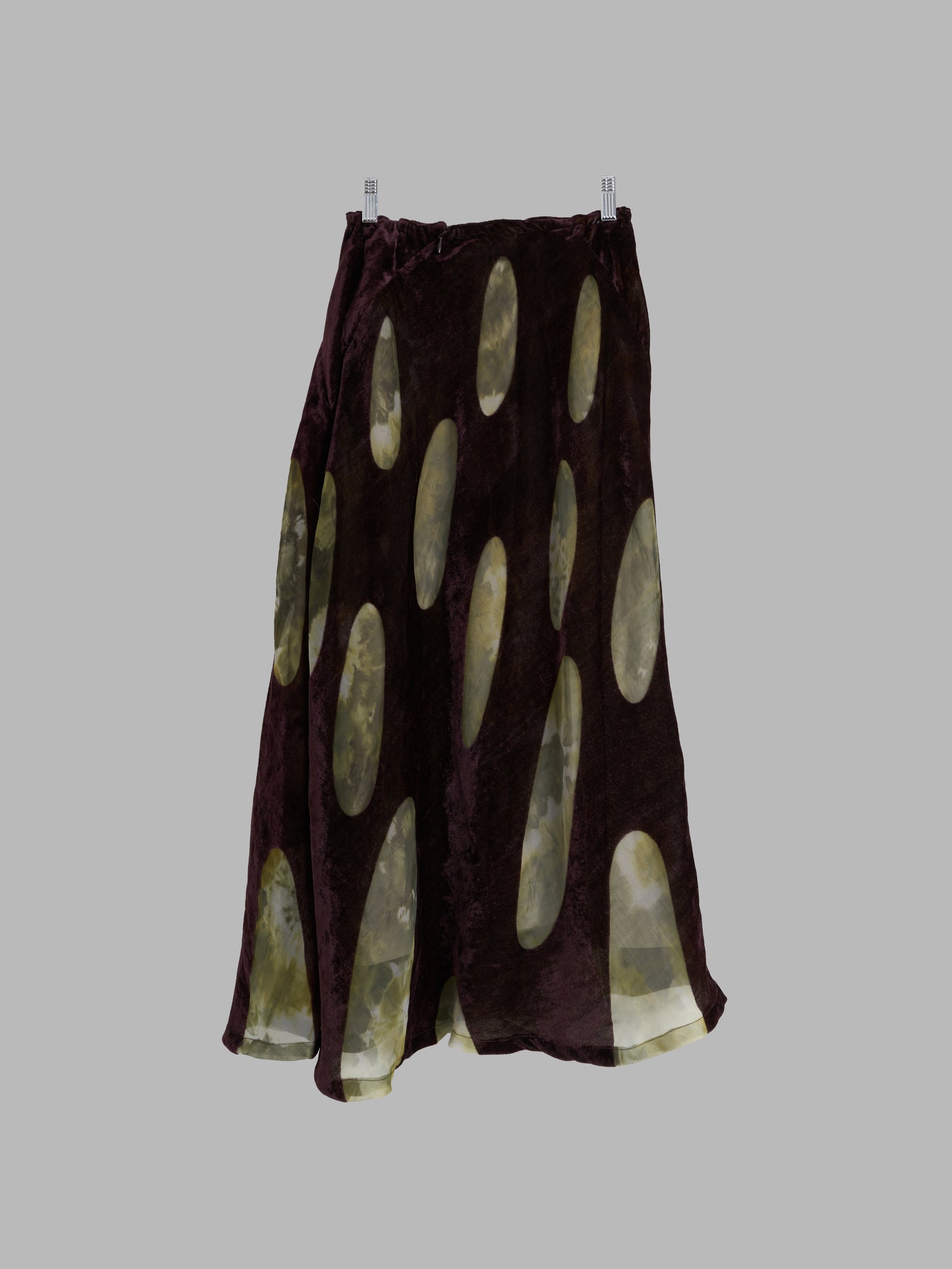Yoshiki Hishinuma purple velvet maxi skirt with oval cutouts - size 3 M S