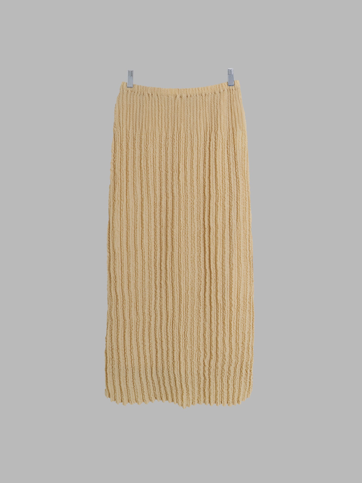 Yoshiki Hishinuma Peplum beige pleated poly elastic waist maxi skirt - 2 S M