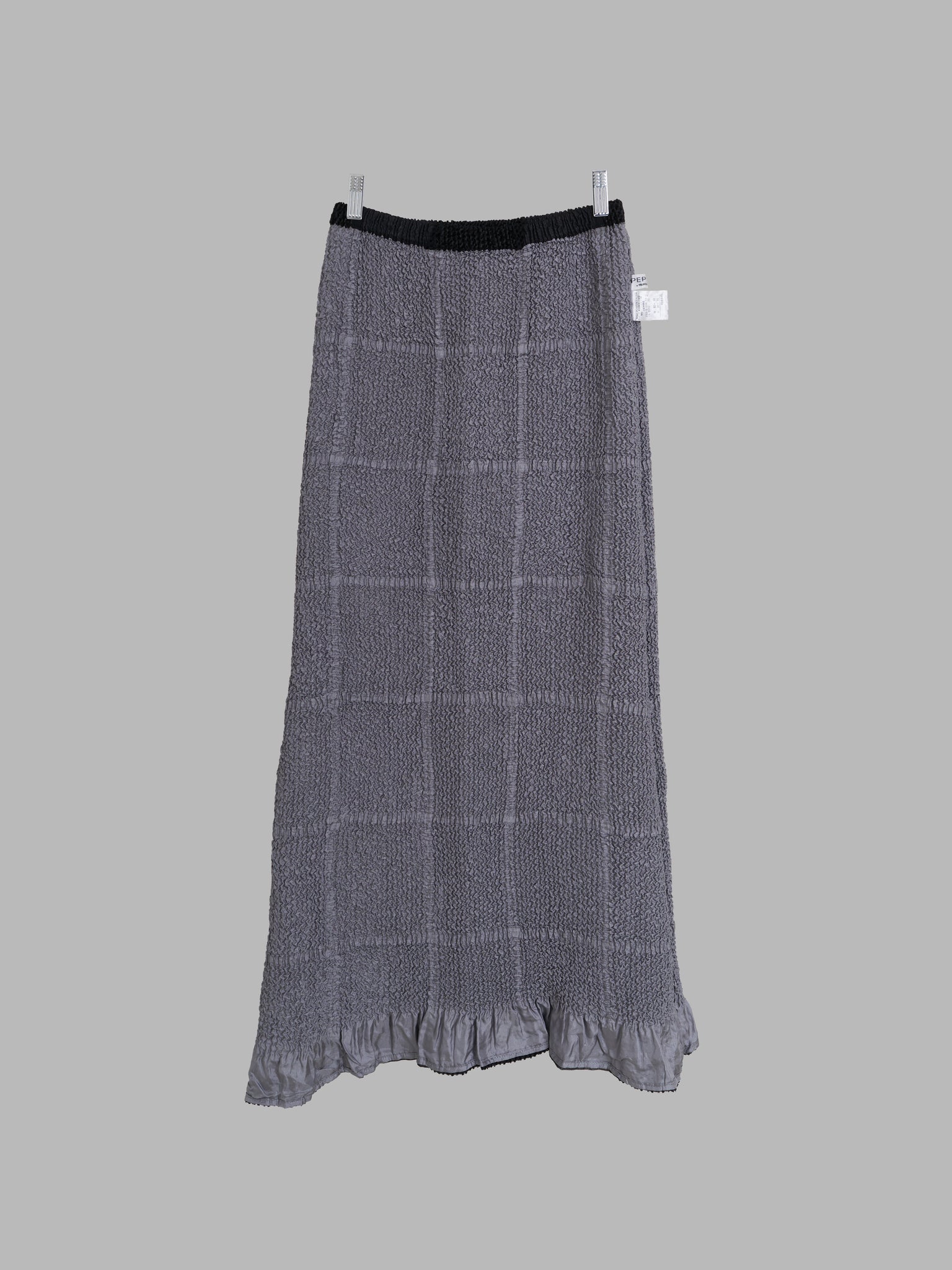Yoshiki Hishinuma Peplum black grey check reversible wrinkled ruffle skirt - S M
