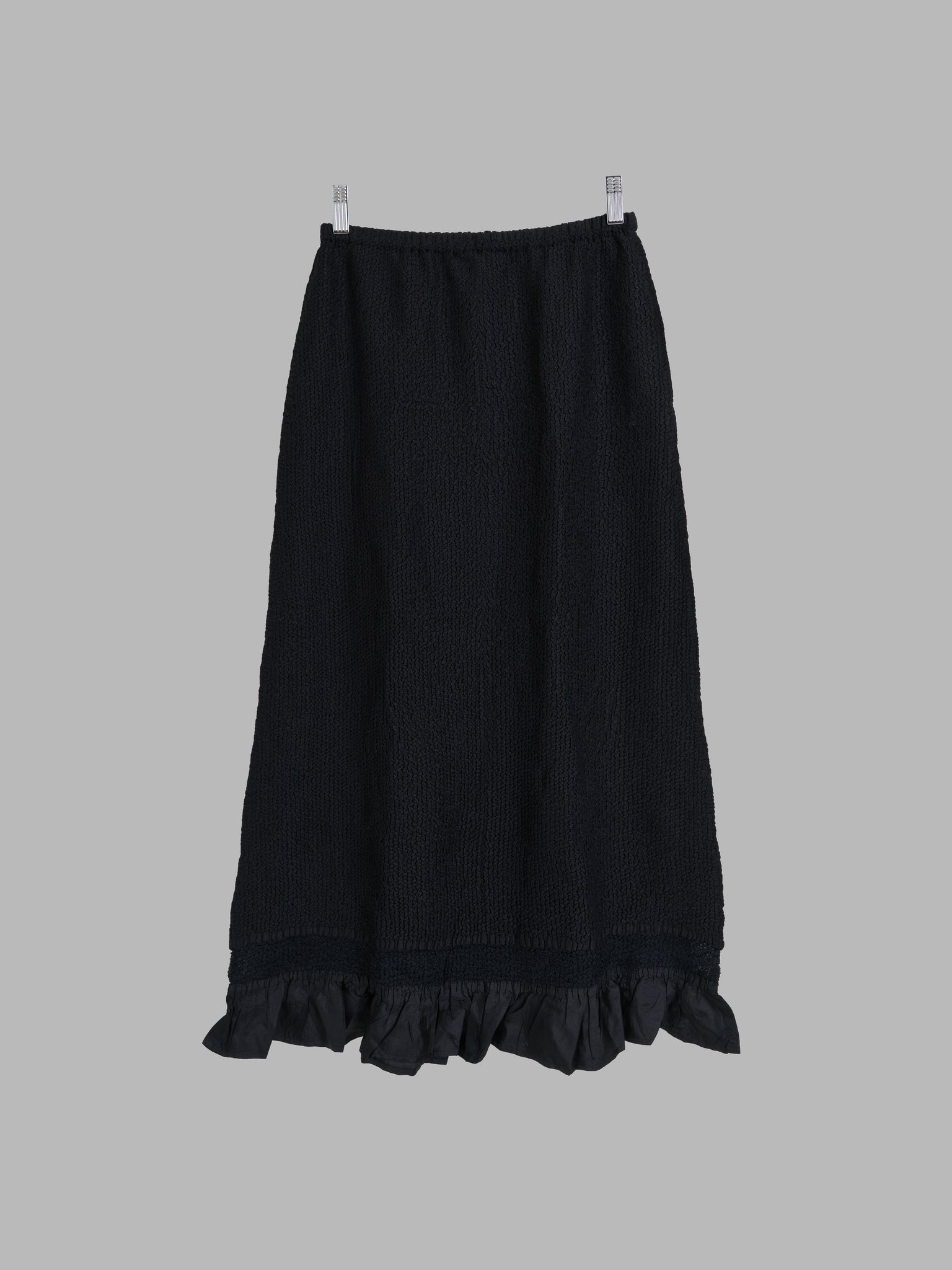 Yoshiki Hishinuma Peplum black pleated polyester ruffle hem skirt - size 2 S M