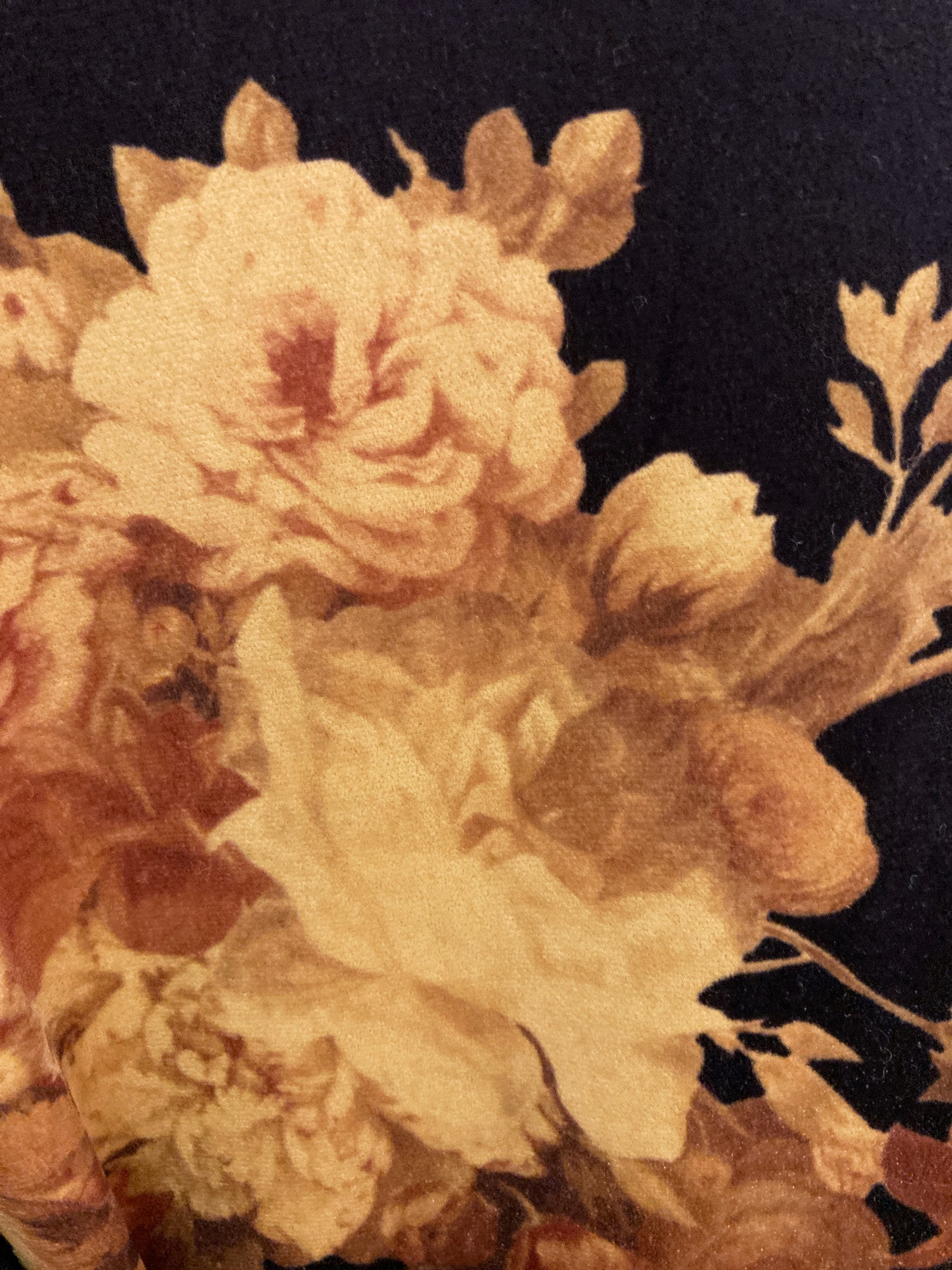 Yoshiki Hishinuma dark brown velour knit floral print long sleeve dress - sz 1 S