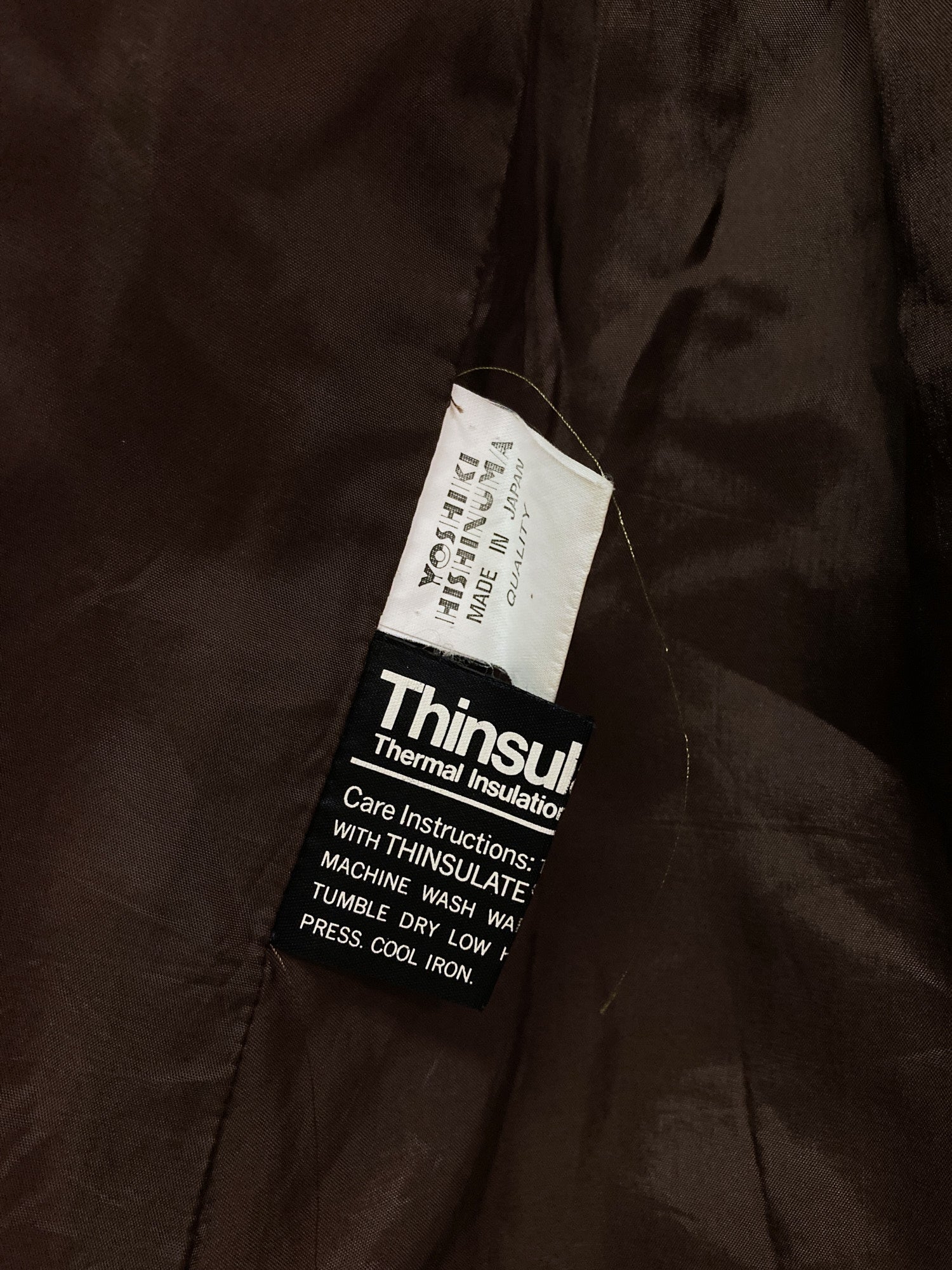 Yoshiki Hishinuma brown thinsulate padded drawstring rectangle coat - S M L
