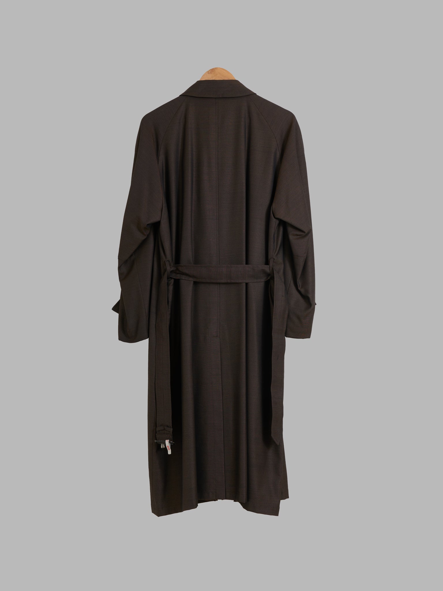 Grass men’s 1980s brown wool silk covered placket mackintosh coat - M L