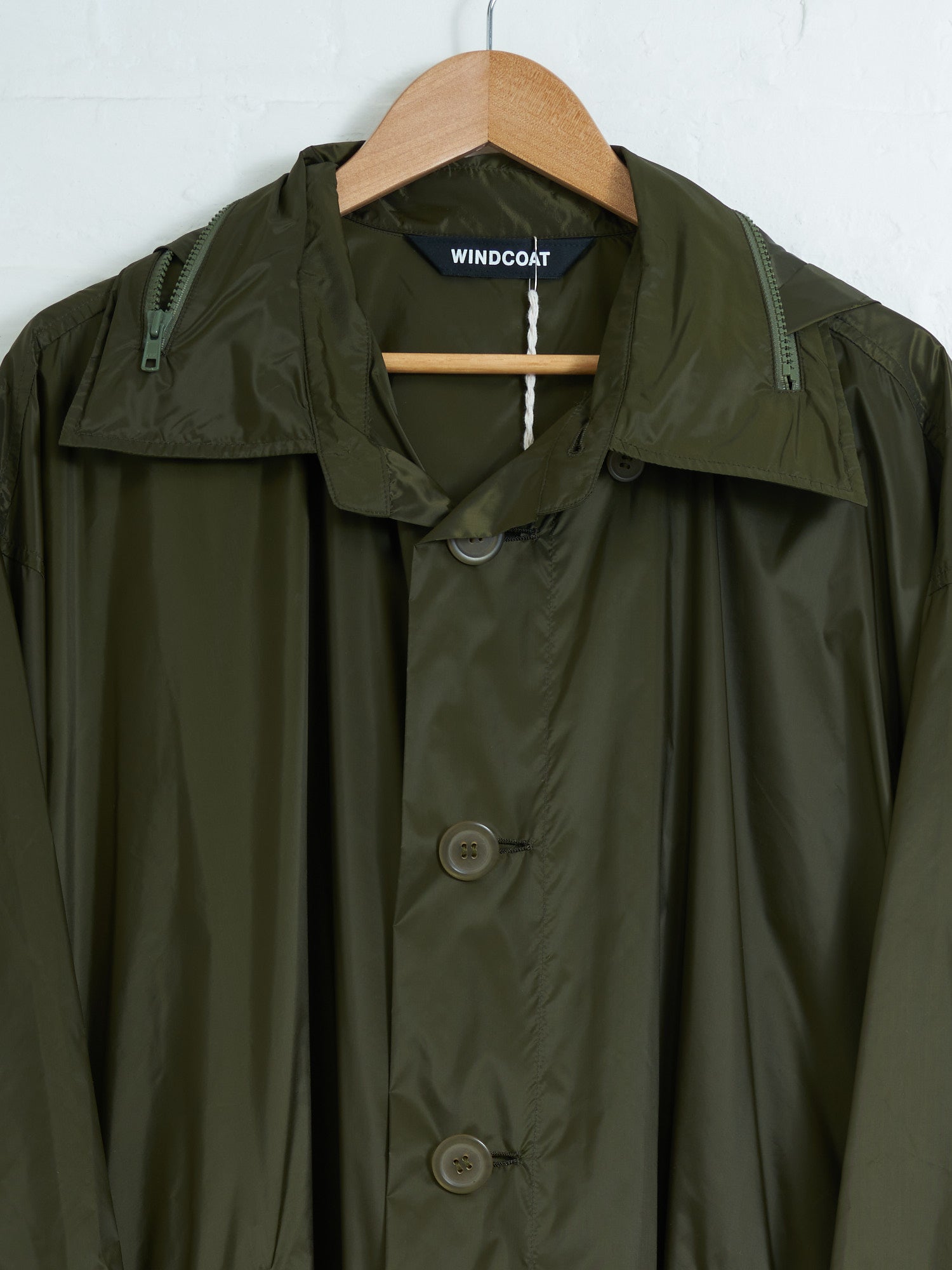 Issey Miyake Windcoat SS2000 shiny green nylon hooded rectangle