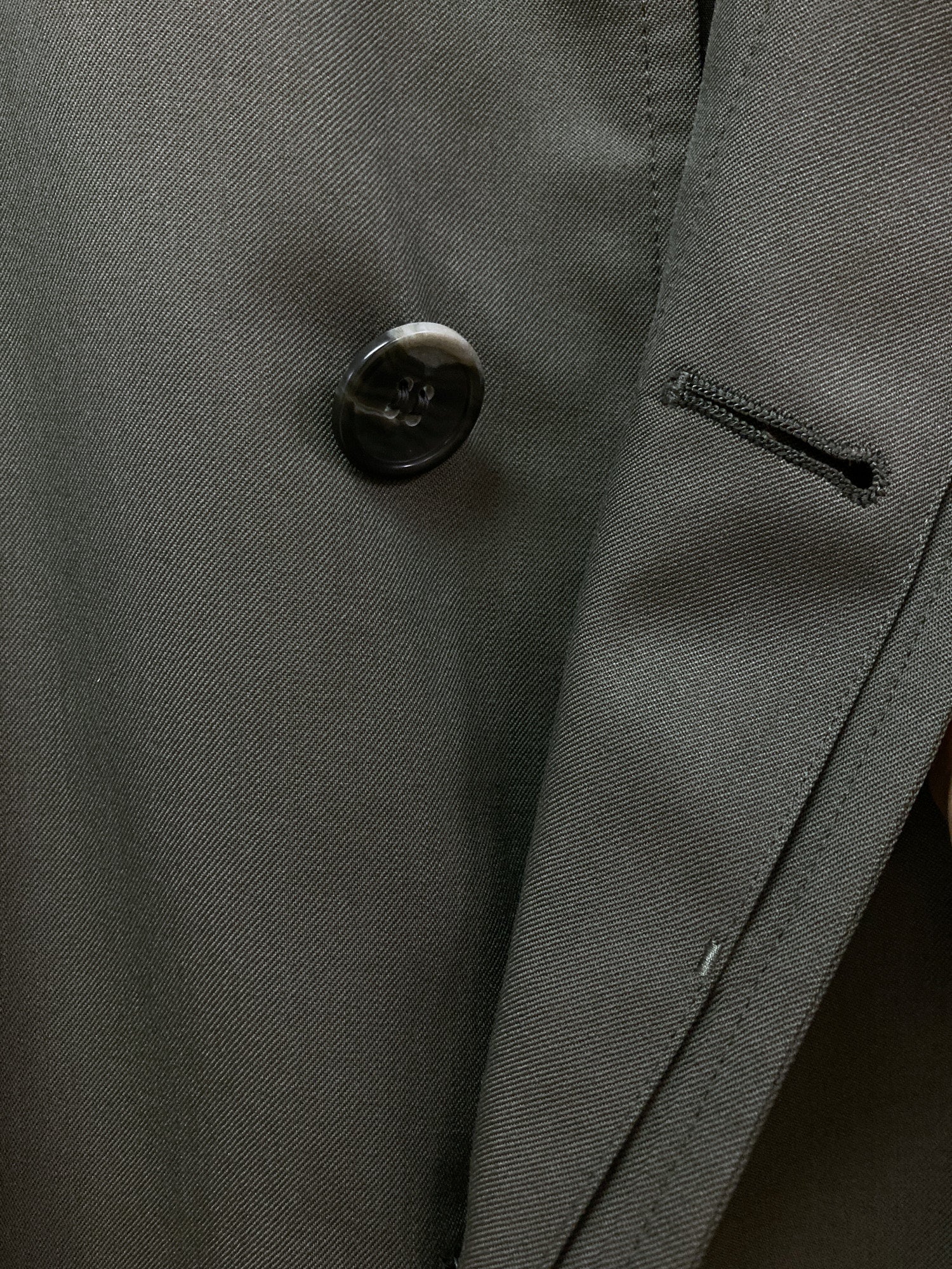 D'URBAN khaki grey wool silk covered placket mackintosh coat - S M L