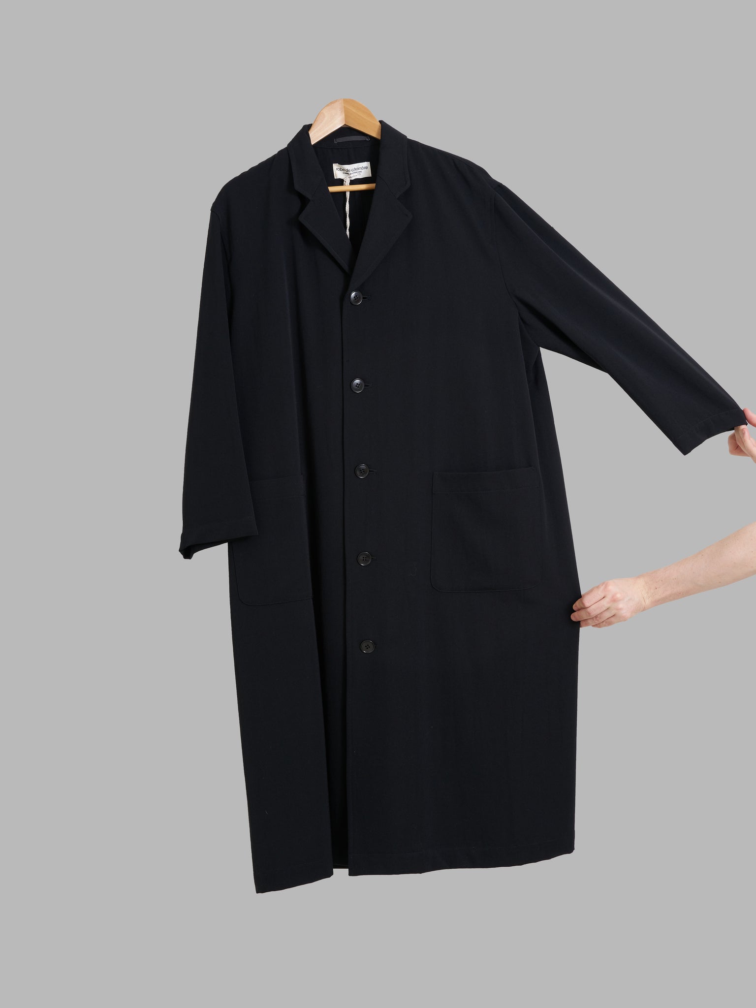 Robe de Chambre Comme des Garcons 1980s black wool full length coat - sz S M L