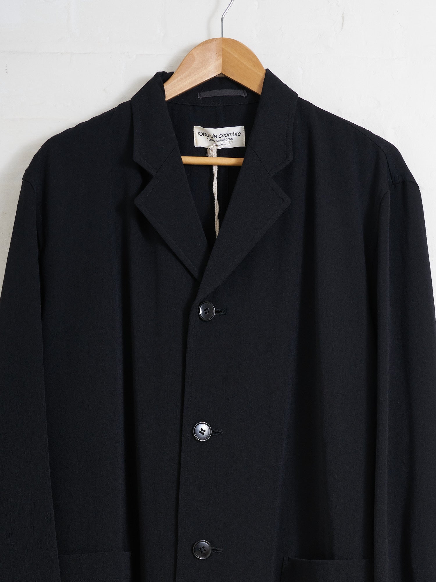 Robe de Chambre Comme des Garcons 1980s black wool full length coat Filter store