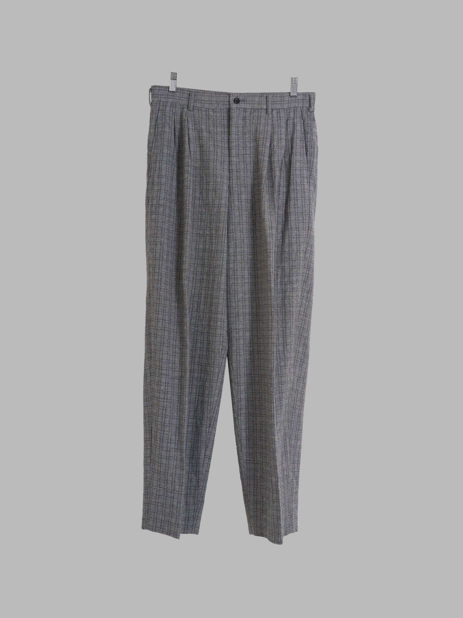 Comme des Garcons Homme 1995 grey wool check pleated trousers - M