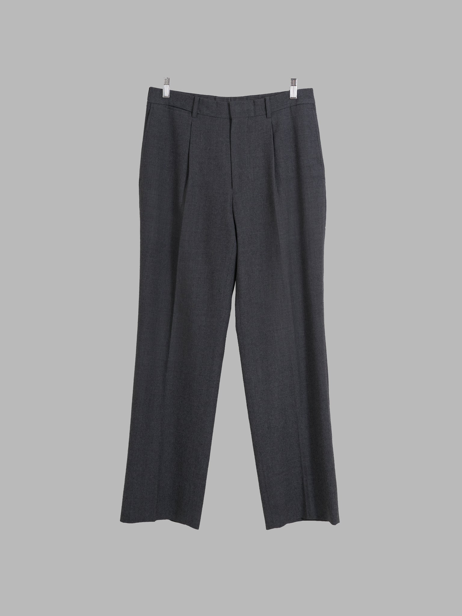 Kenzo Homme 1990s grey wool single tuck trousers - size 3 M S