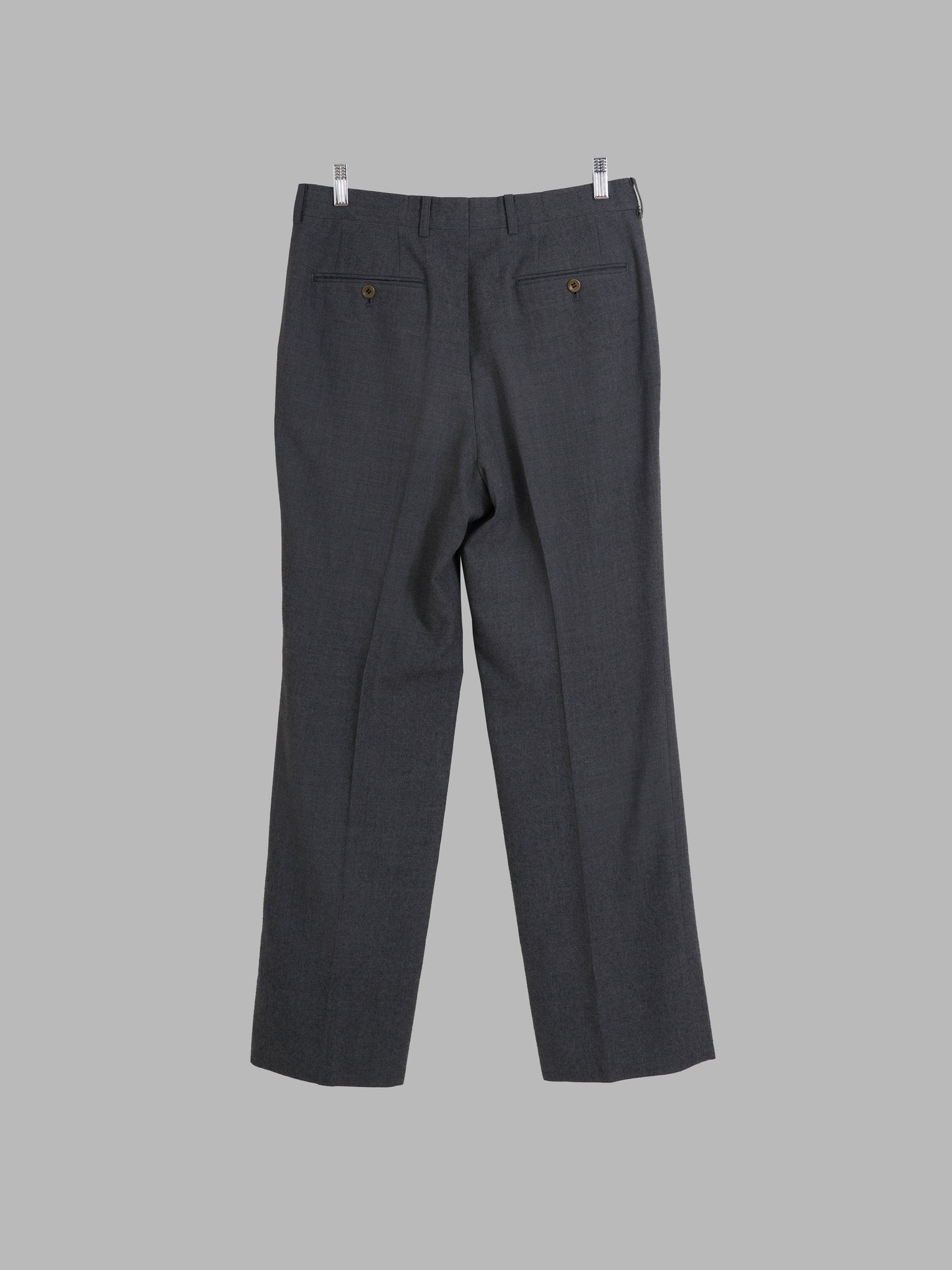 Kenzo Homme 1990s grey wool single tuck trousers - size 3 M S