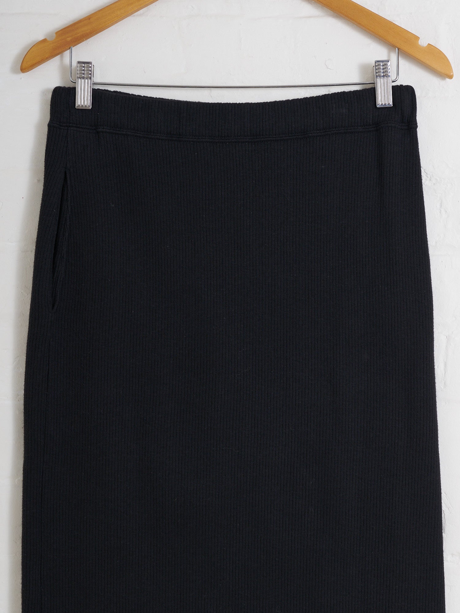 Robe de Chambre Comme des Garcons 1980s black cotton rib elastic waist skirt
