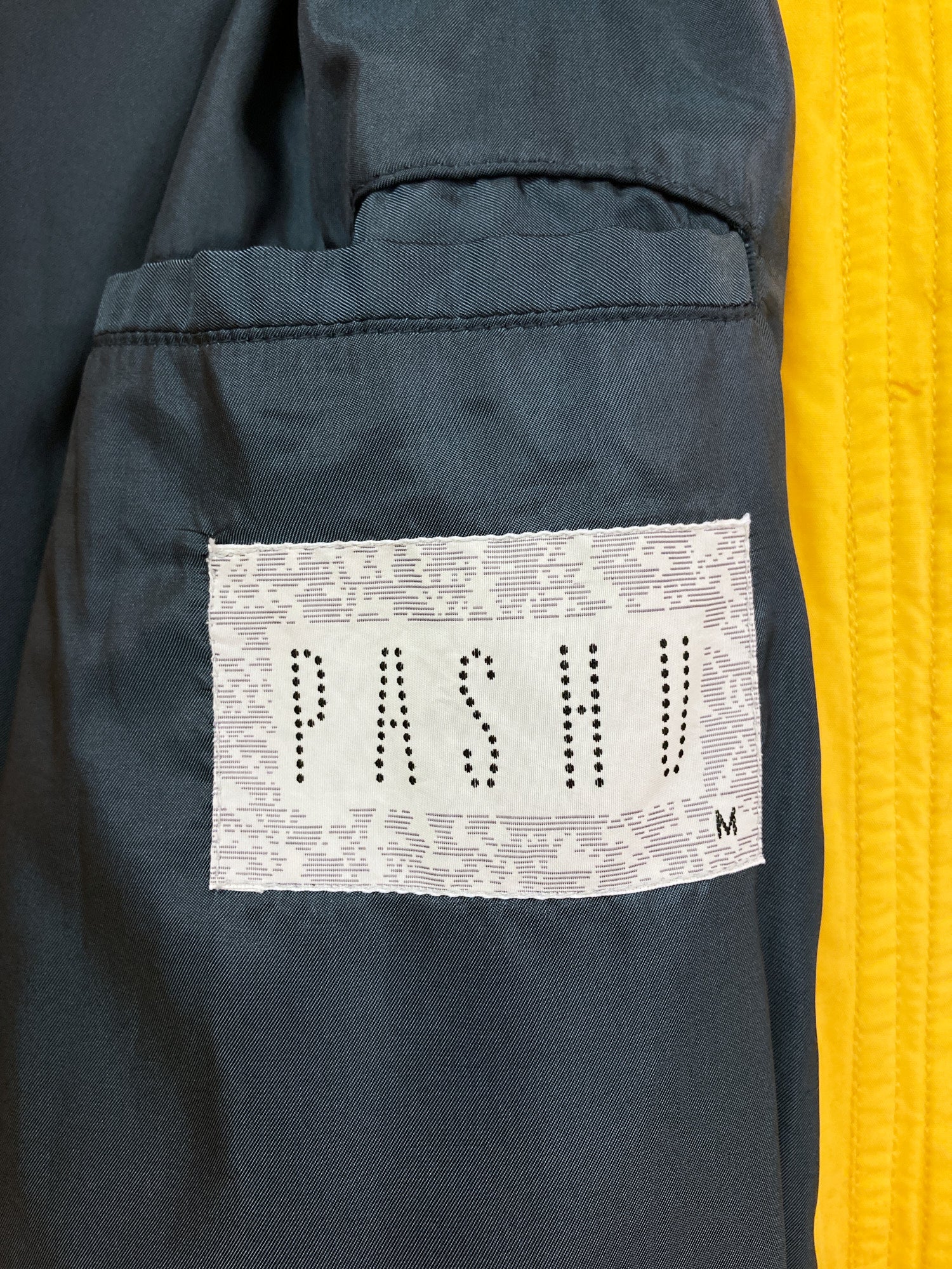 Pashu Shin Hosokawa 1980s yellow cotton multi pocket high neck windbreaker - M L