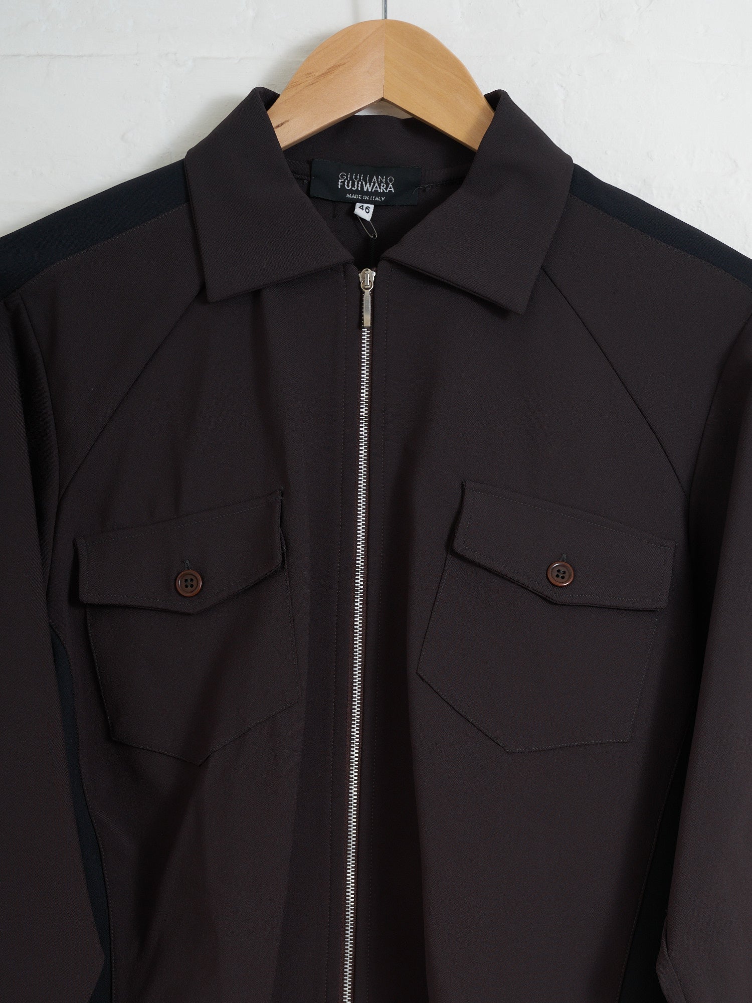 Giuliano Fujiwara zip front shirt jacket with contrast panel - size 46