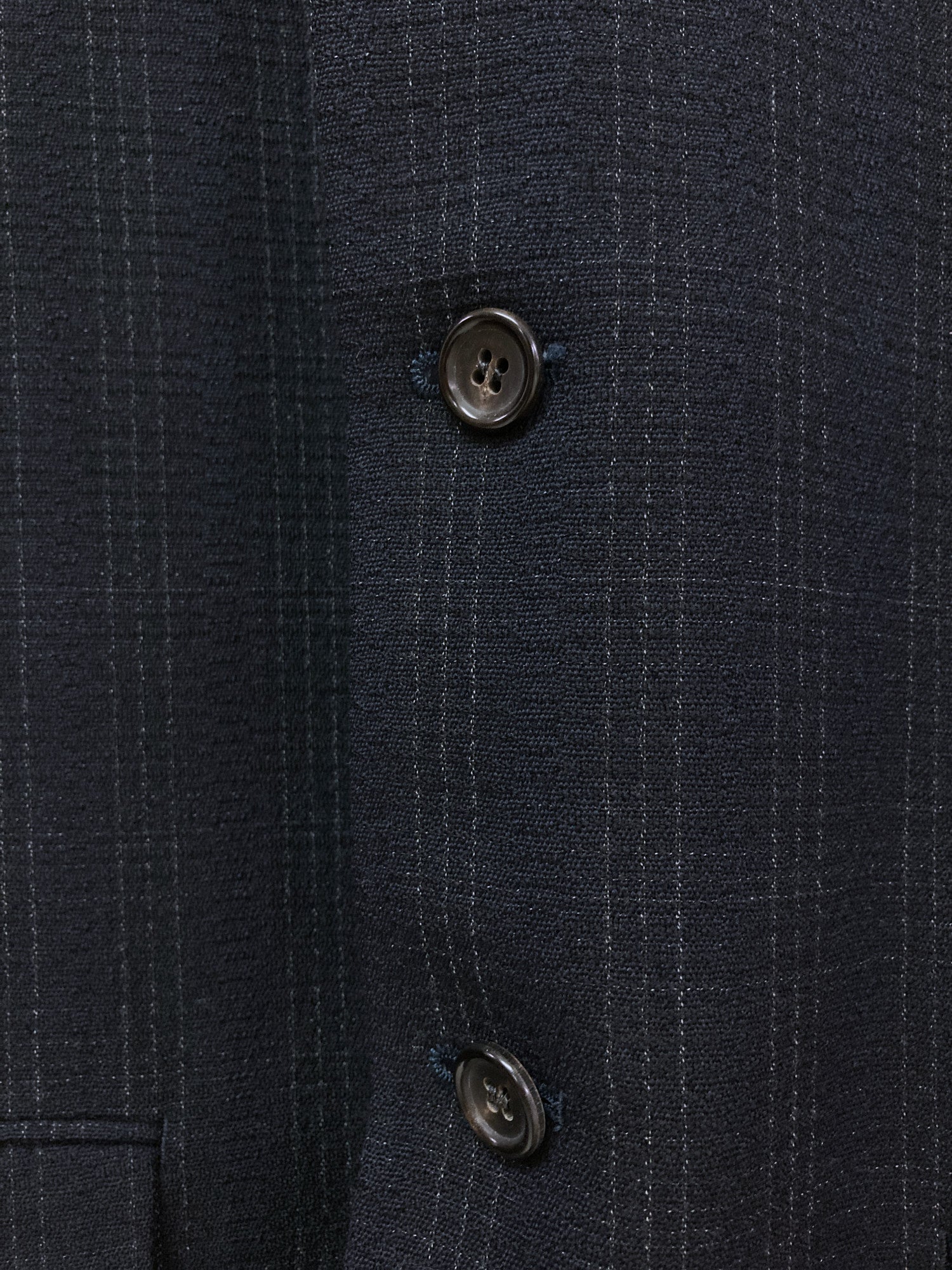 Comme des Garcons Homme 1988 dark navy wool check three button blazer - S M