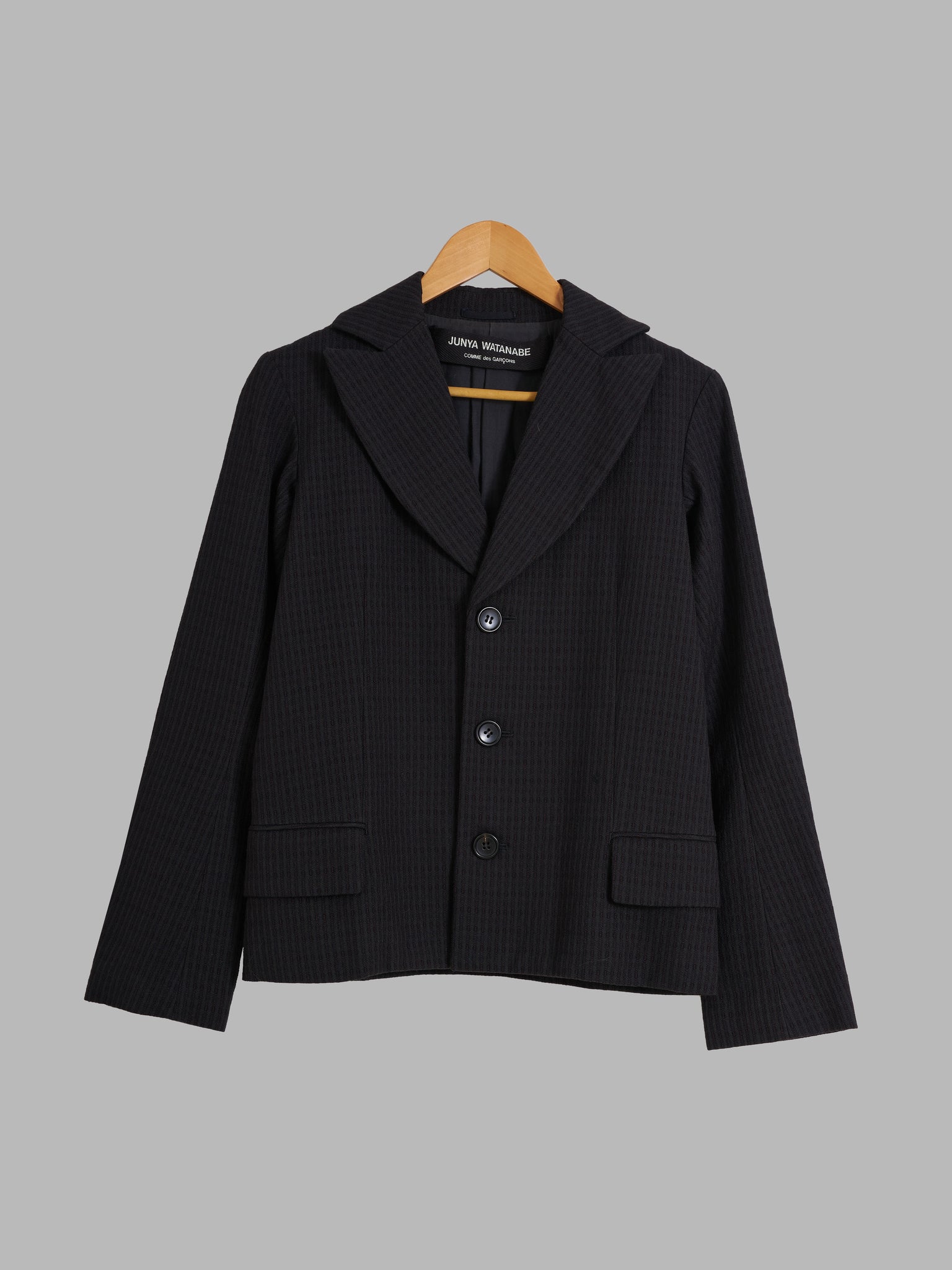 Junya Watanabe Comme des Garcons AW1996 black exaggerated lapel blazer - S M