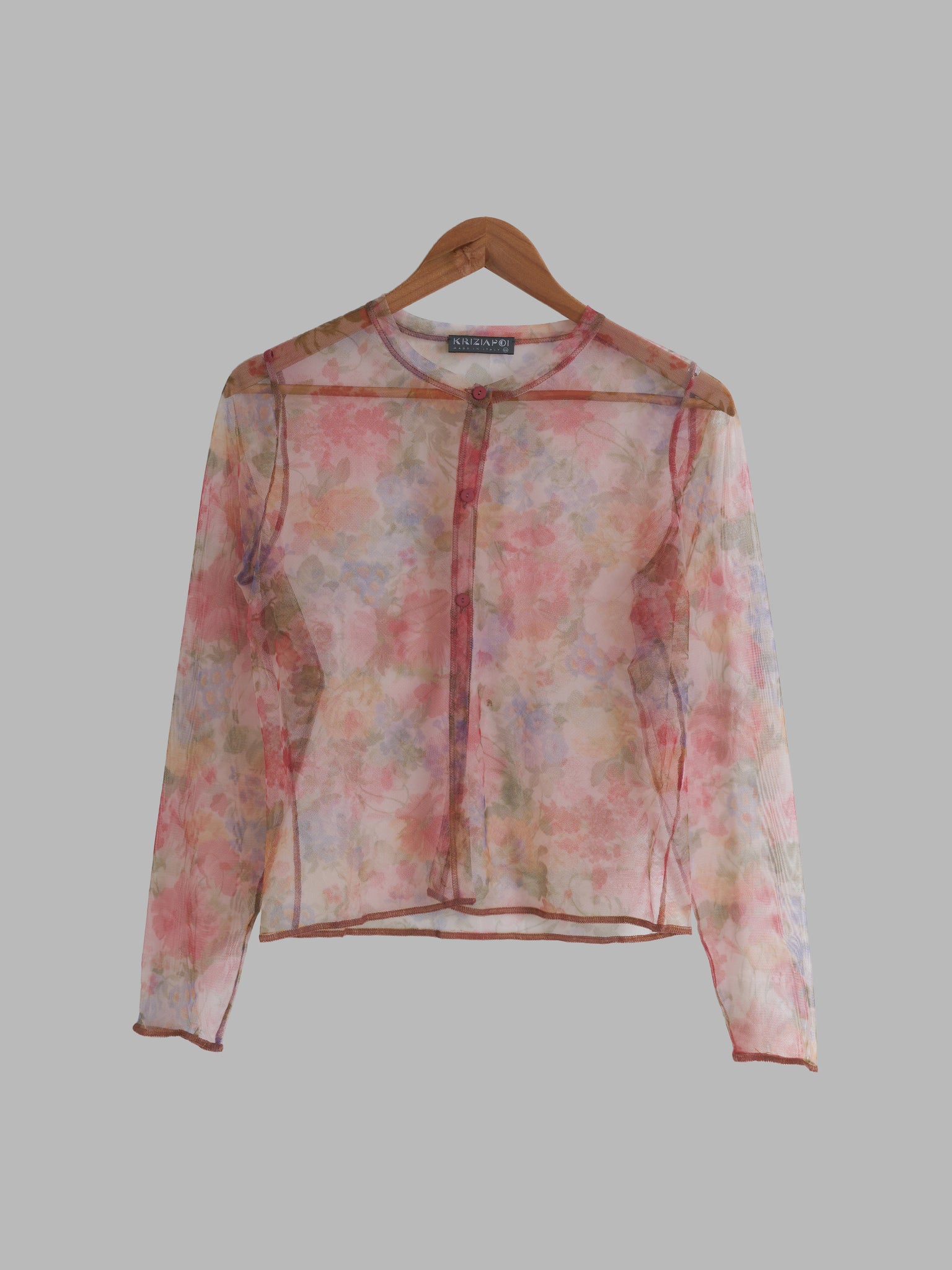 Krizia Poi sheer multicolour floral print poly mesh cardigan - IT 44