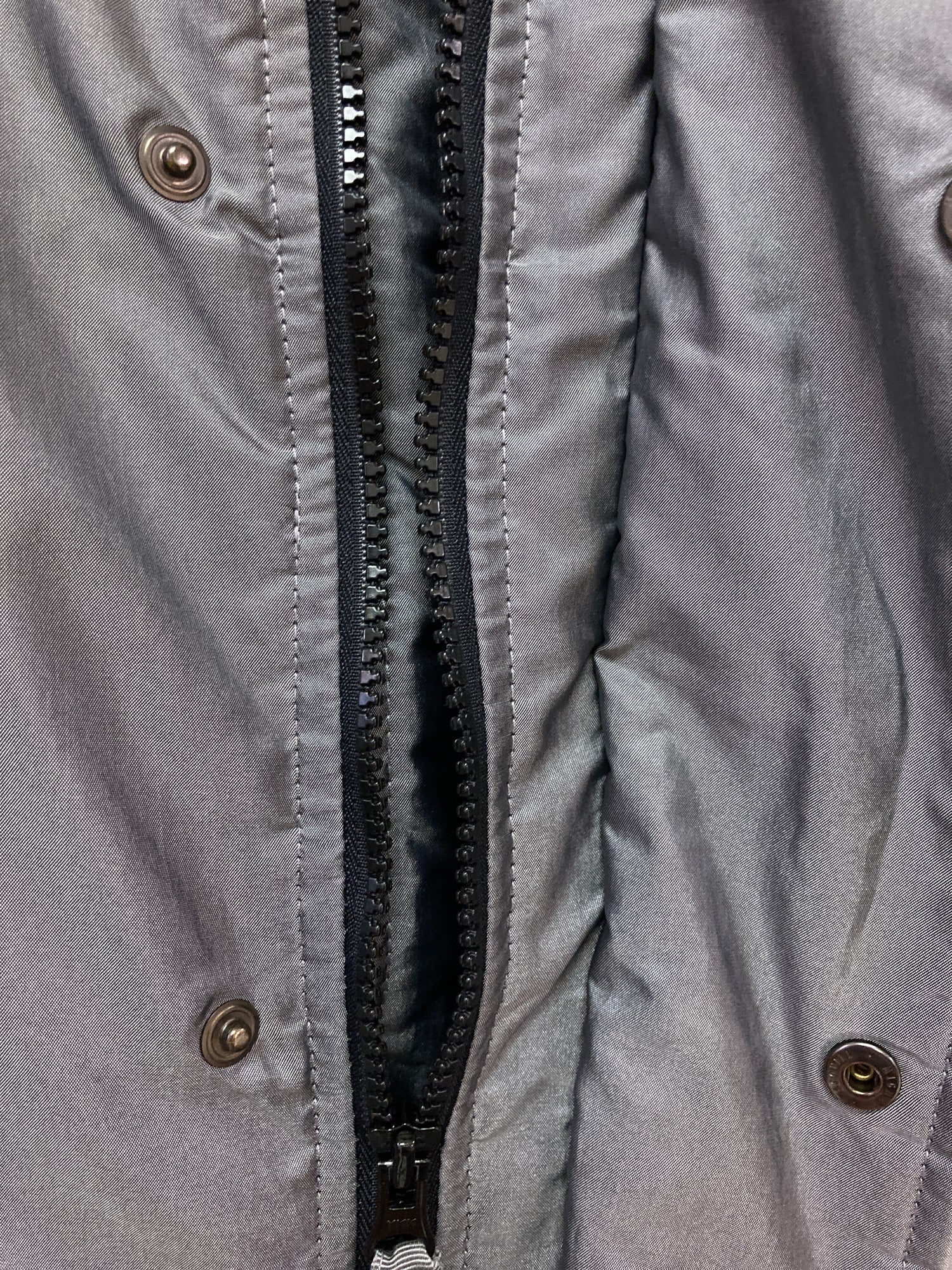 Kenzo Homme 1990s silver down puffer jacket with clear plastic 