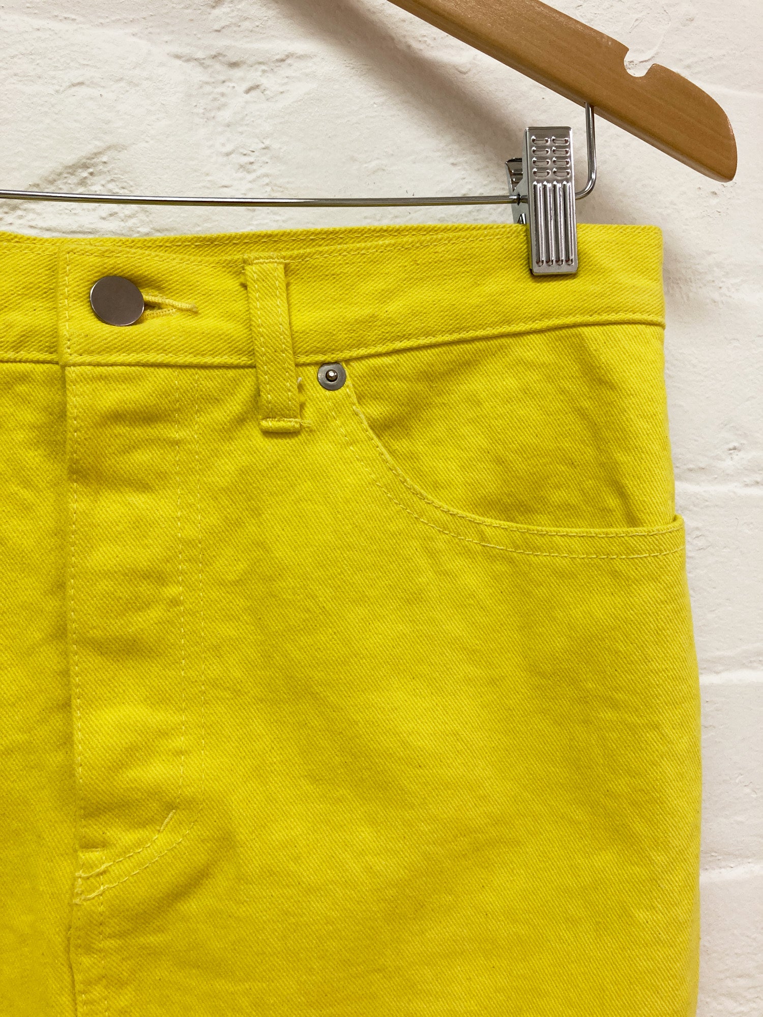 Junya Watanabe Comme des Garcons SS2001 yellow denim skirt with satin back