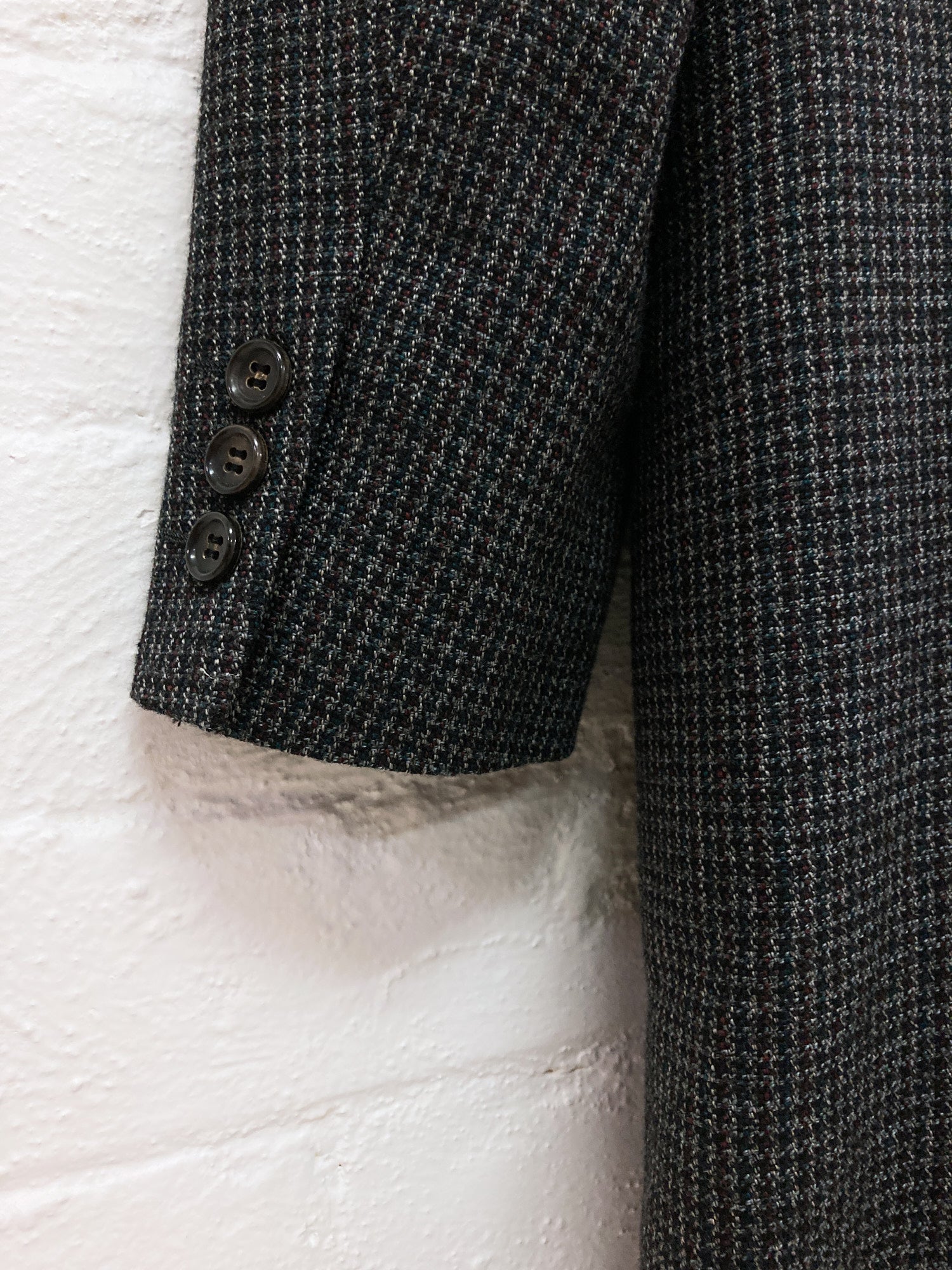 Comme des Garcons Homme 1997 grey wool houndstooth covered placket coat - M S