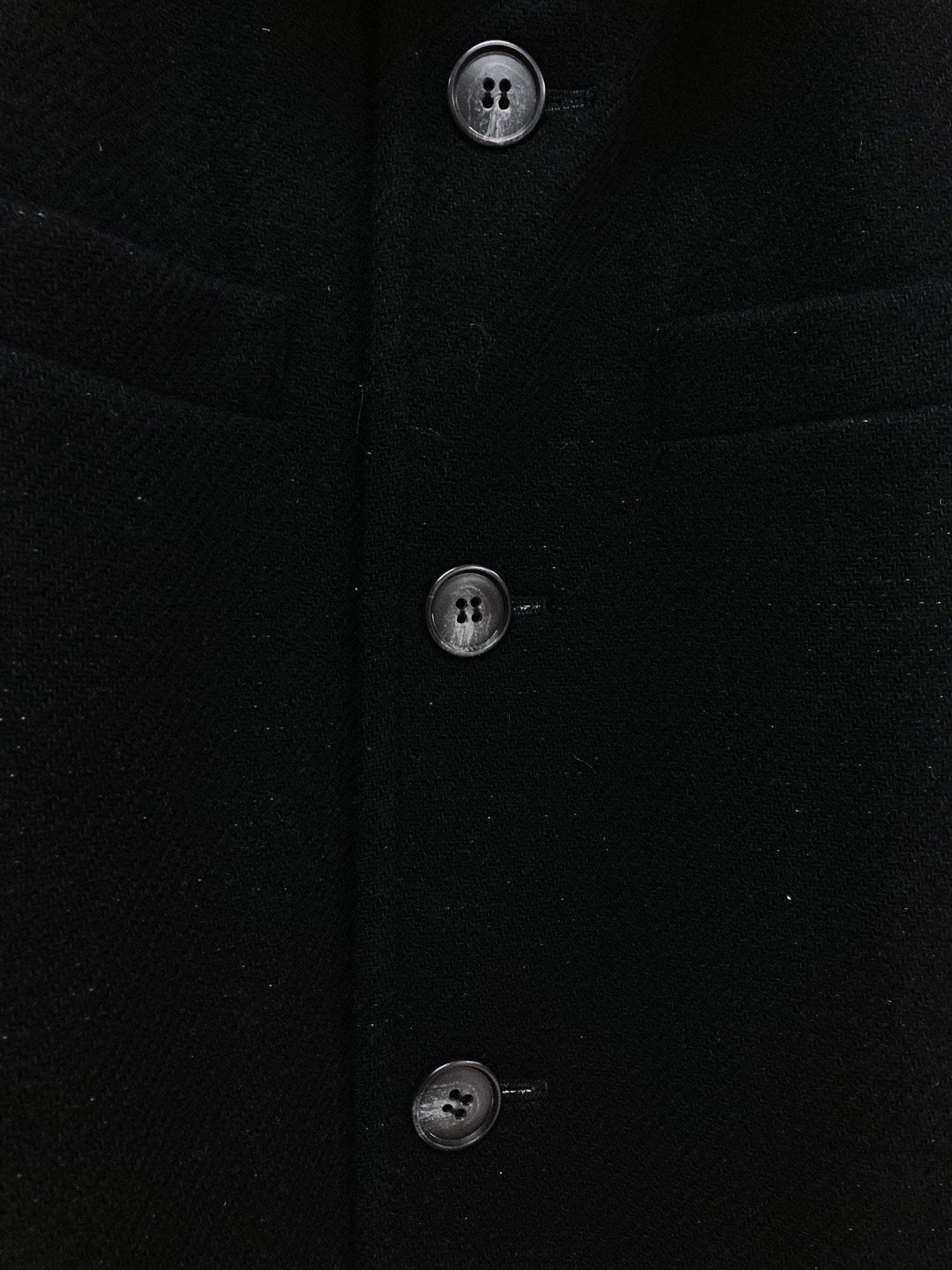 Yoshiki Hishinuma Homme black bonded wool poly 5 button coat - size 1 S