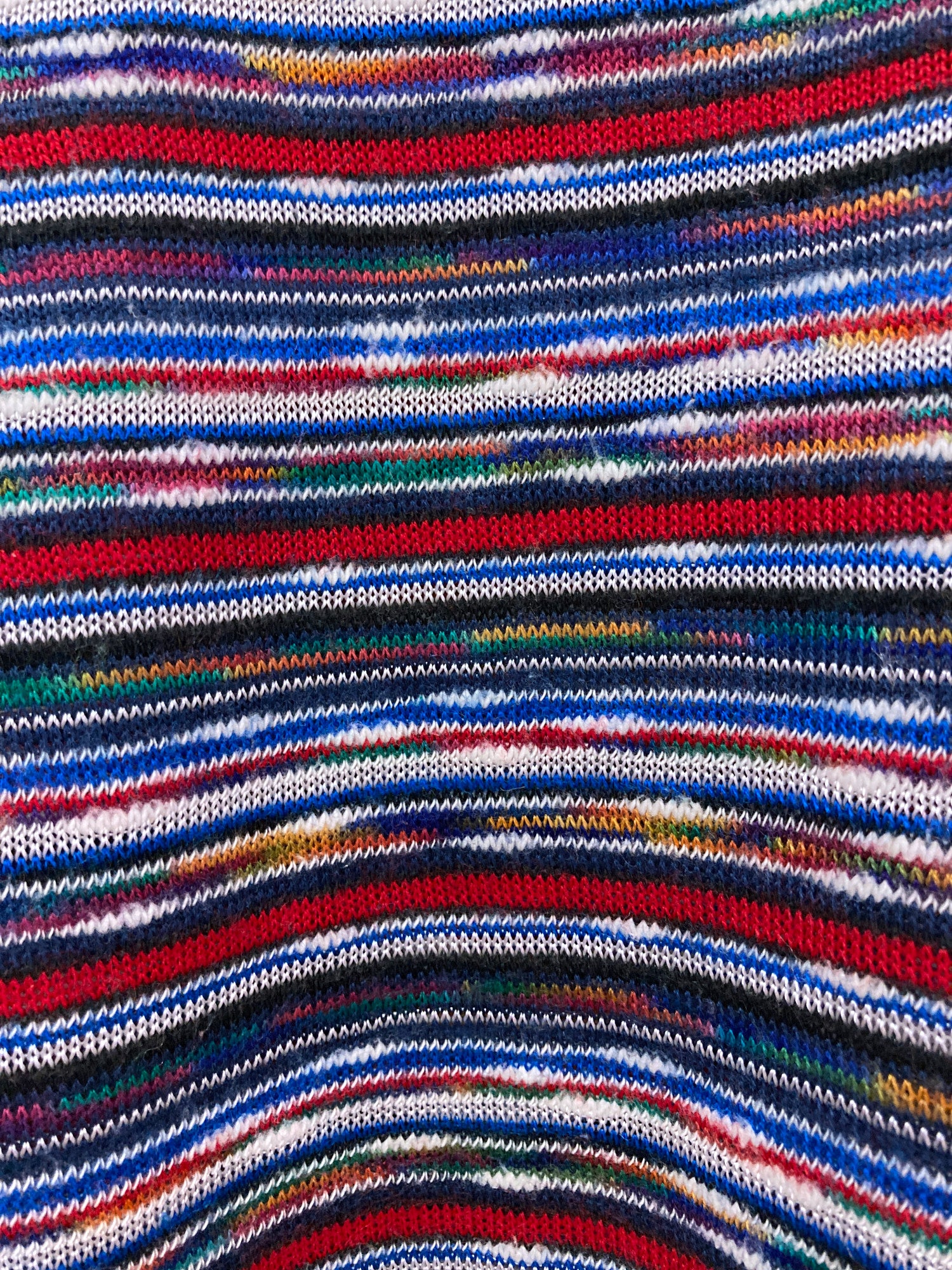 Colin Harvey 1980s red blue horizontal stripe knitted v neck t-shirt - XS S