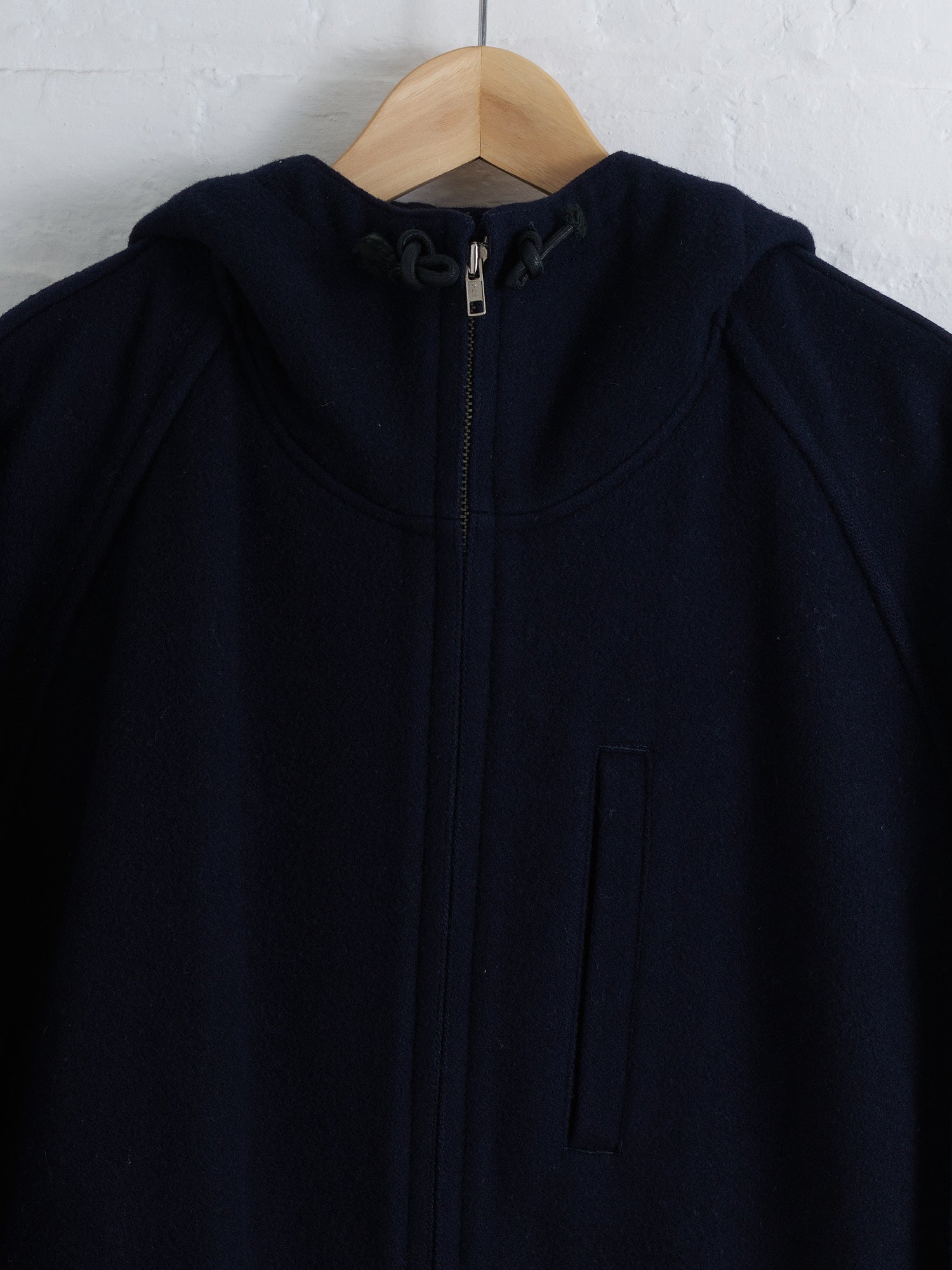 Comme des Garcons Homme 1993 dark navy wool melton hooded parka coat - M