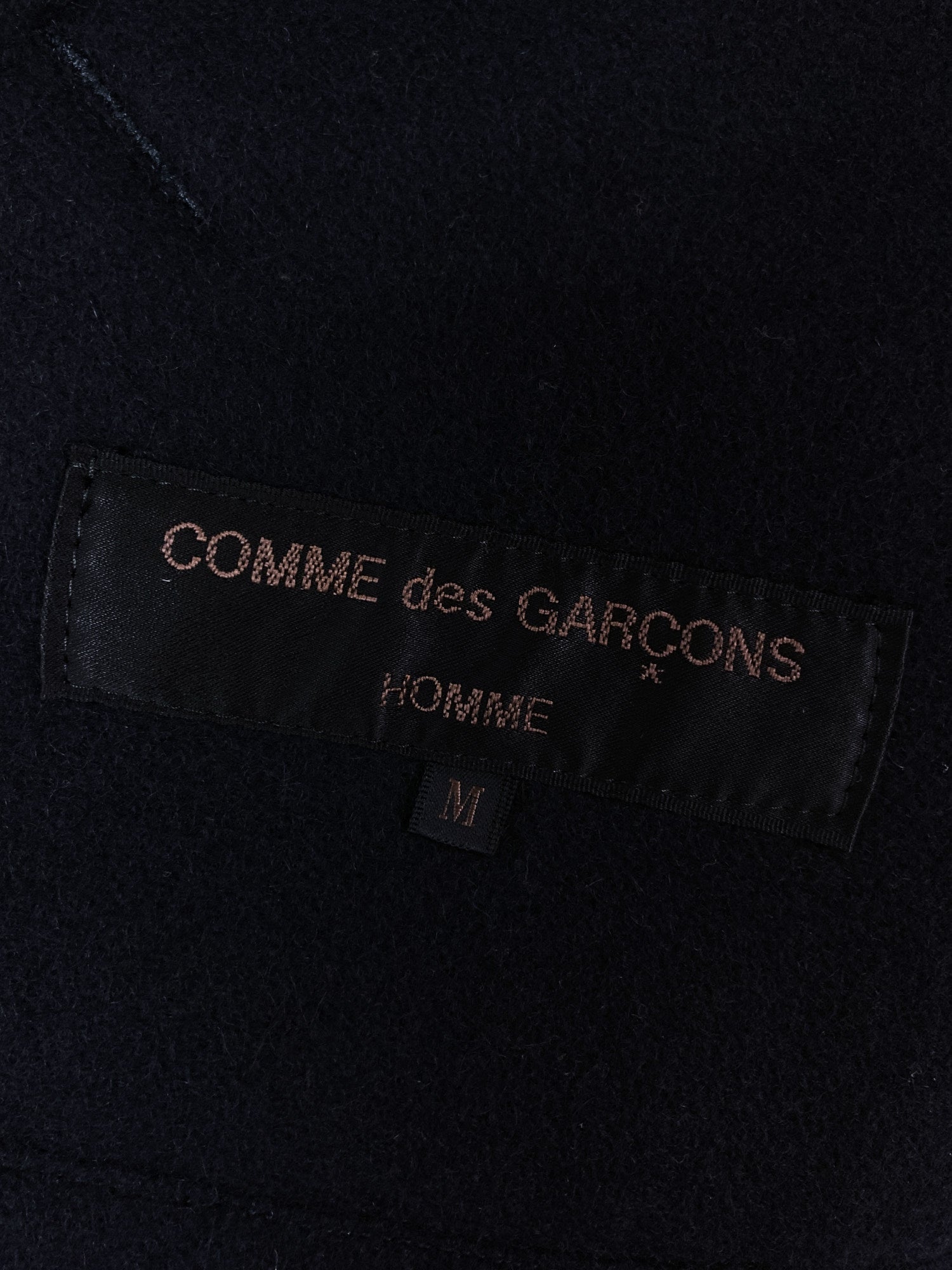 Comme des Garcons Homme 1993 dark navy wool melton hooded parka coat - M