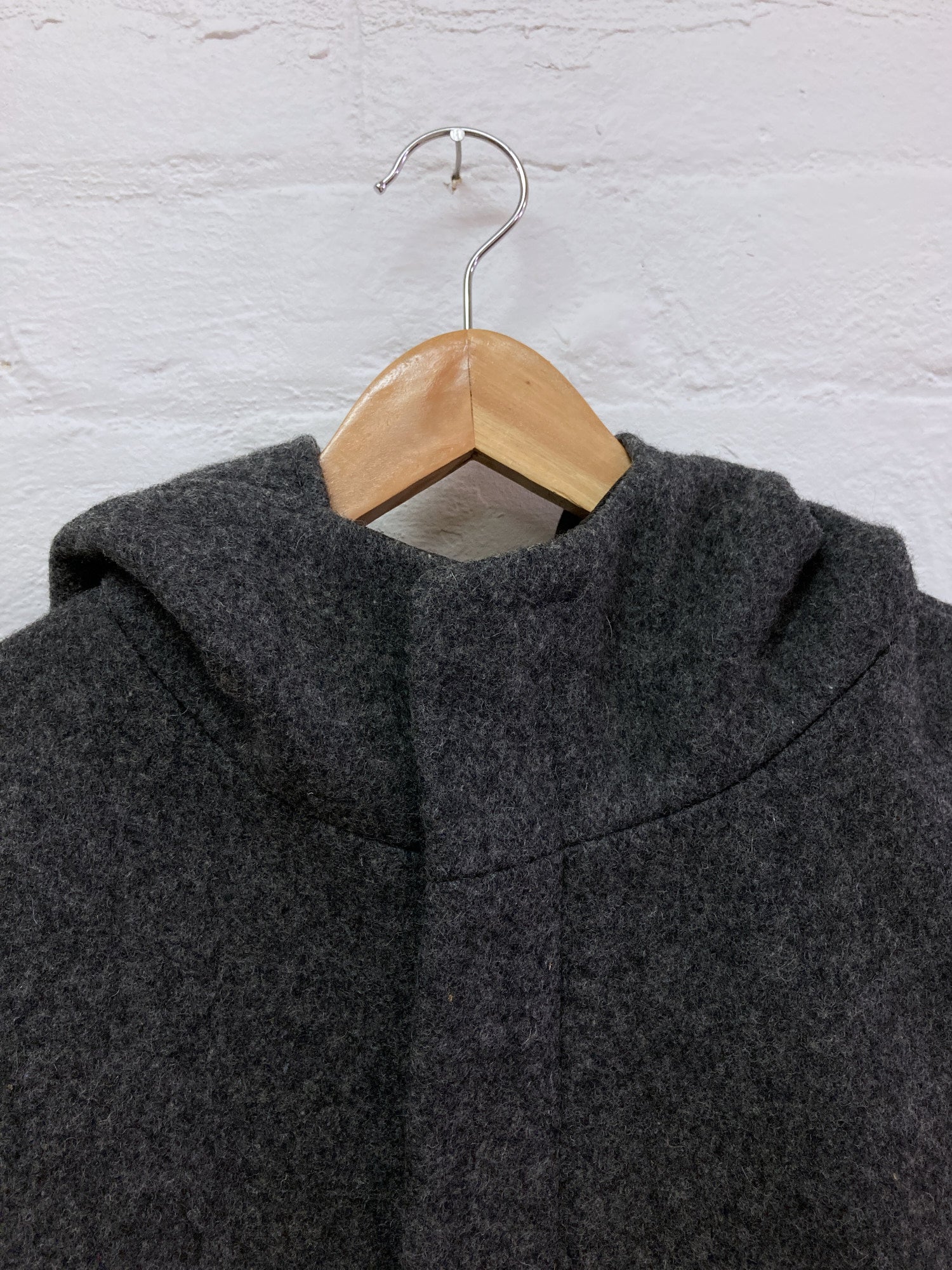 Generic Costume 1990s grey wool high neck hooded zip coat - M
