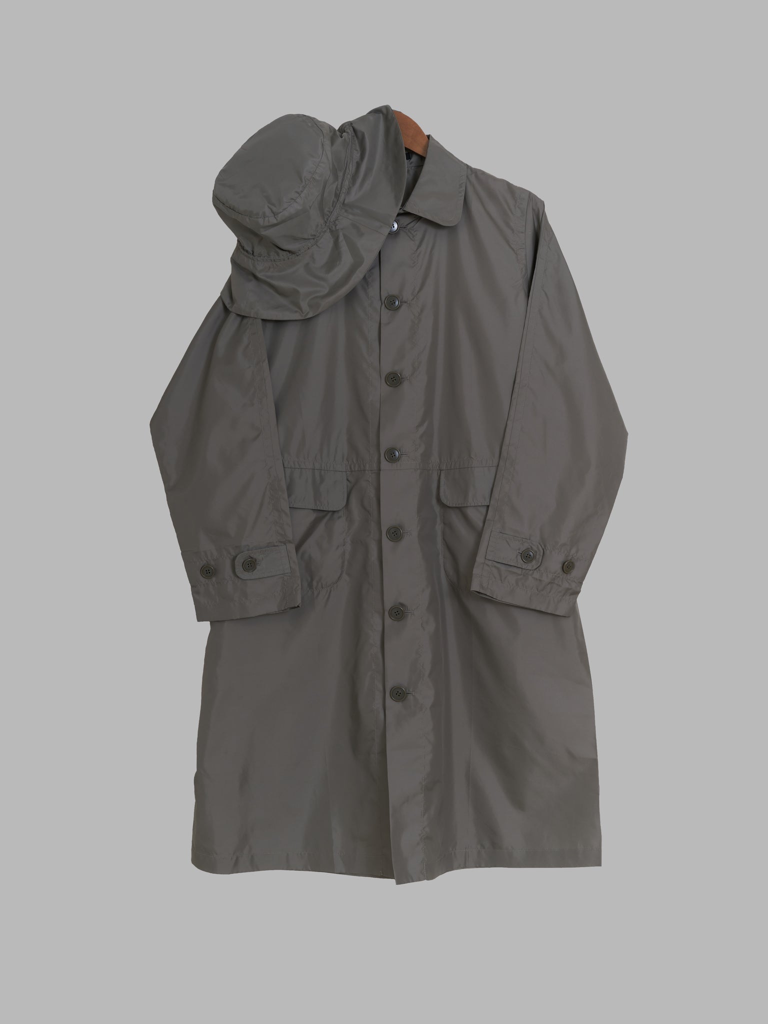 Yohji Yamamoto Y's For Living khaki raincoat with matching hat