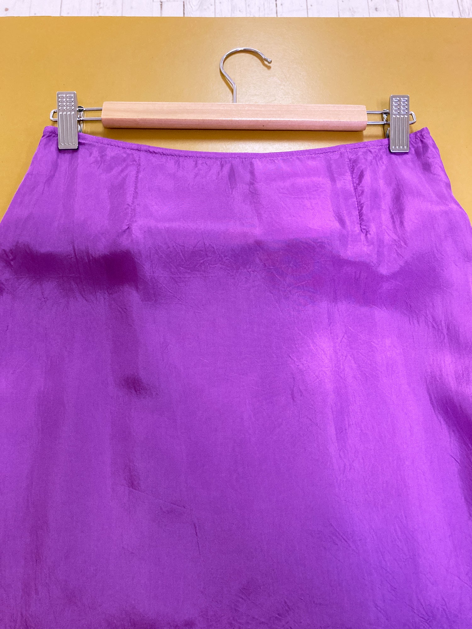 Tricot Comme des Garcons 2003 purple satin flared skirt with raw hem - S