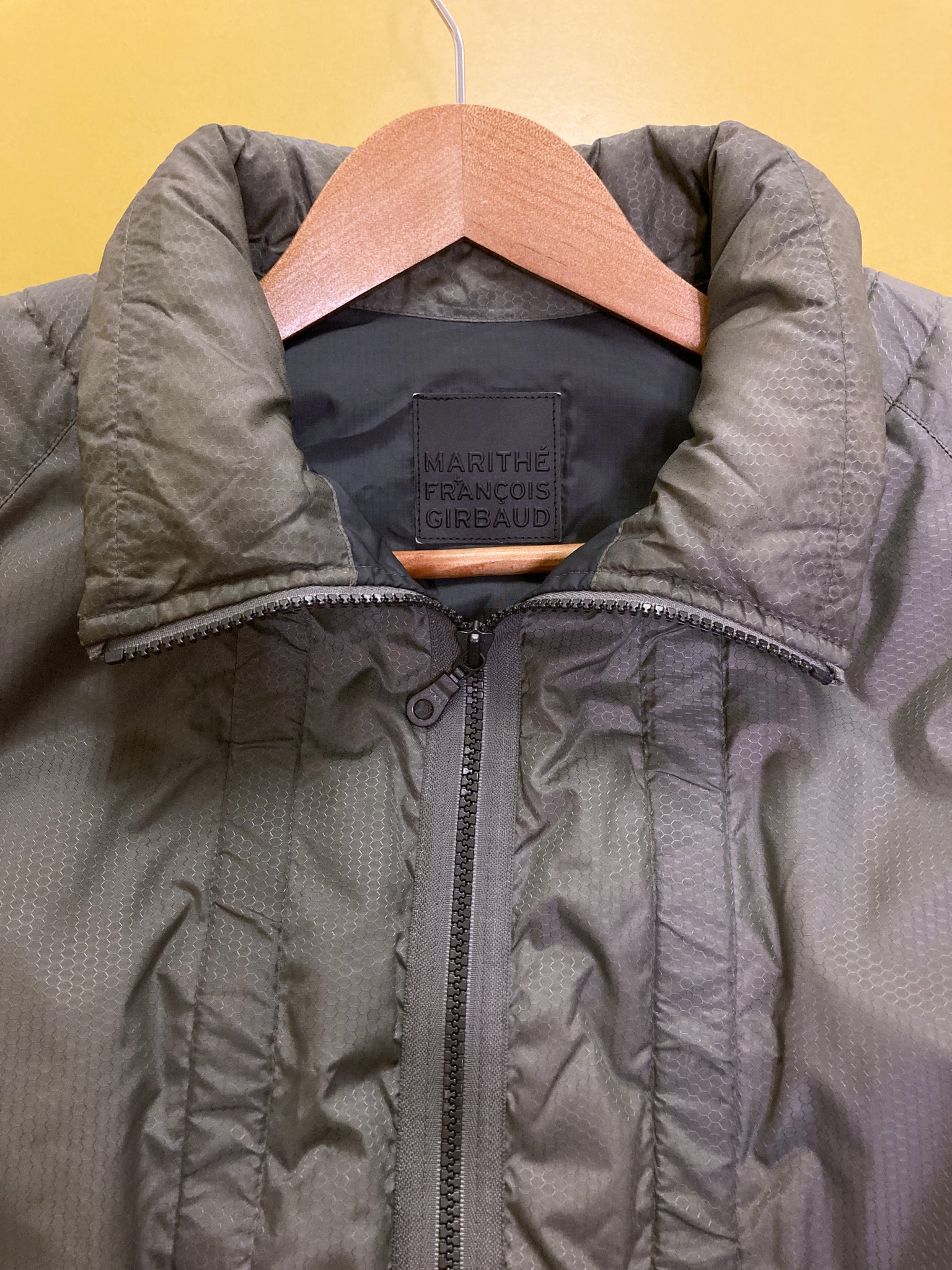 Marithe and Francois Girbaud khaki nylon strap detail down jacket - M