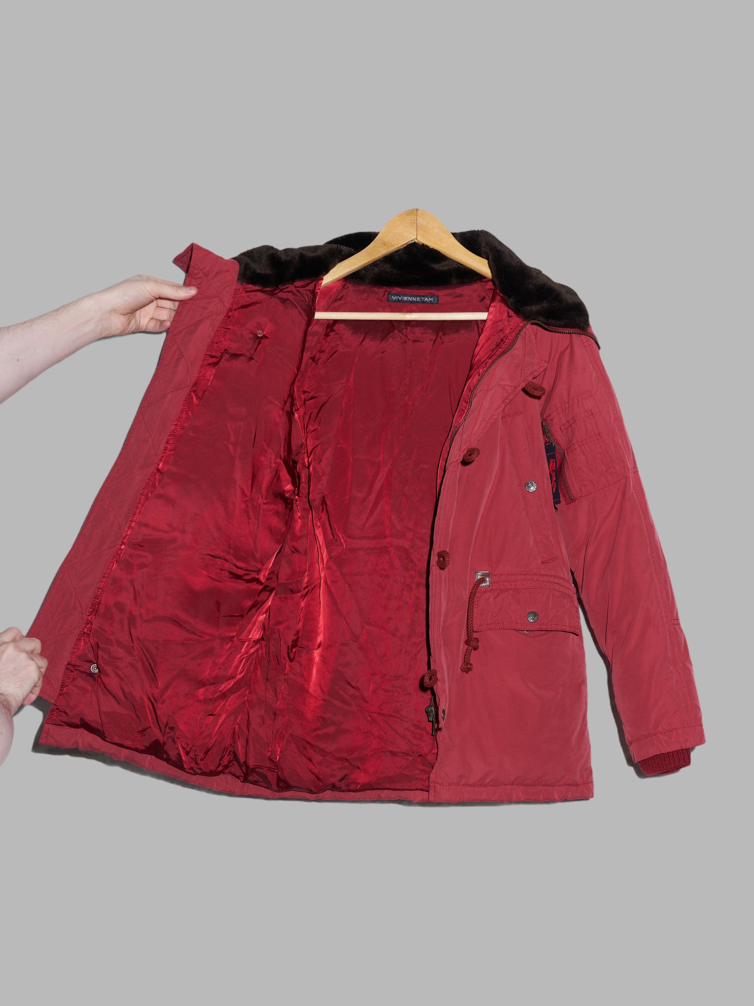 Vivienne Tam red N-3B style down puffer coat - size 1 S XS