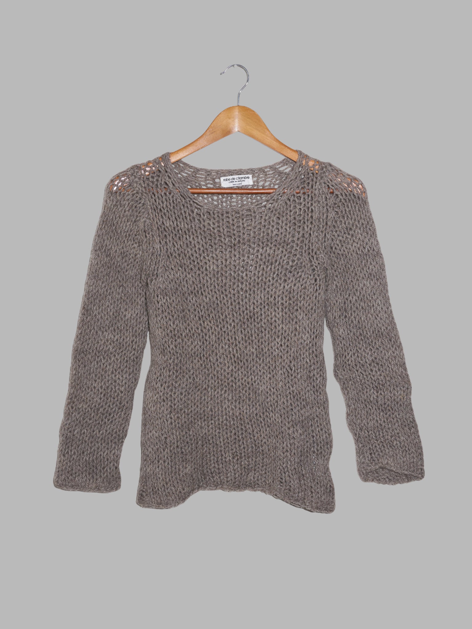 Robe de Chambre Comme des Garcons 1994 grey brown wool loose knit jumper - S