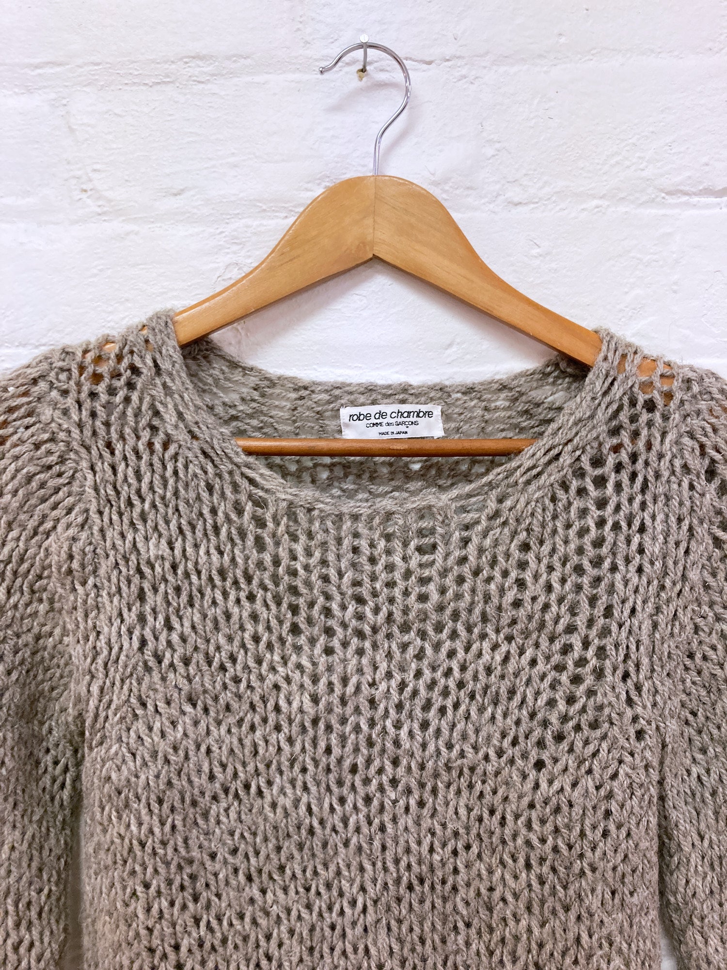 Robe de Chambre Comme des Garcons 1994 grey brown wool loose knit jumper - S