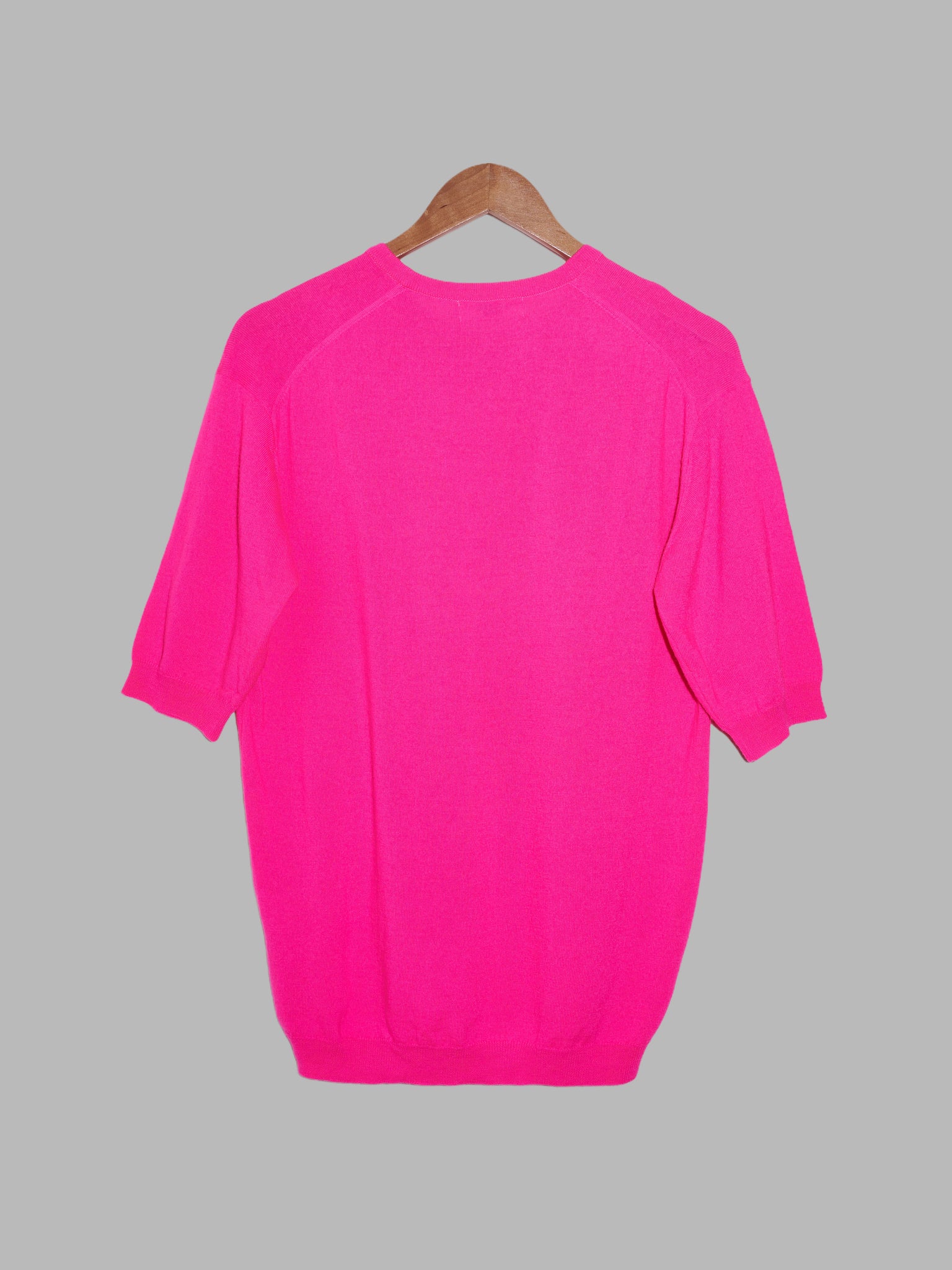Robe de Chambre Comme des Garcons 1989 shocking pink wool short sleeve sweater