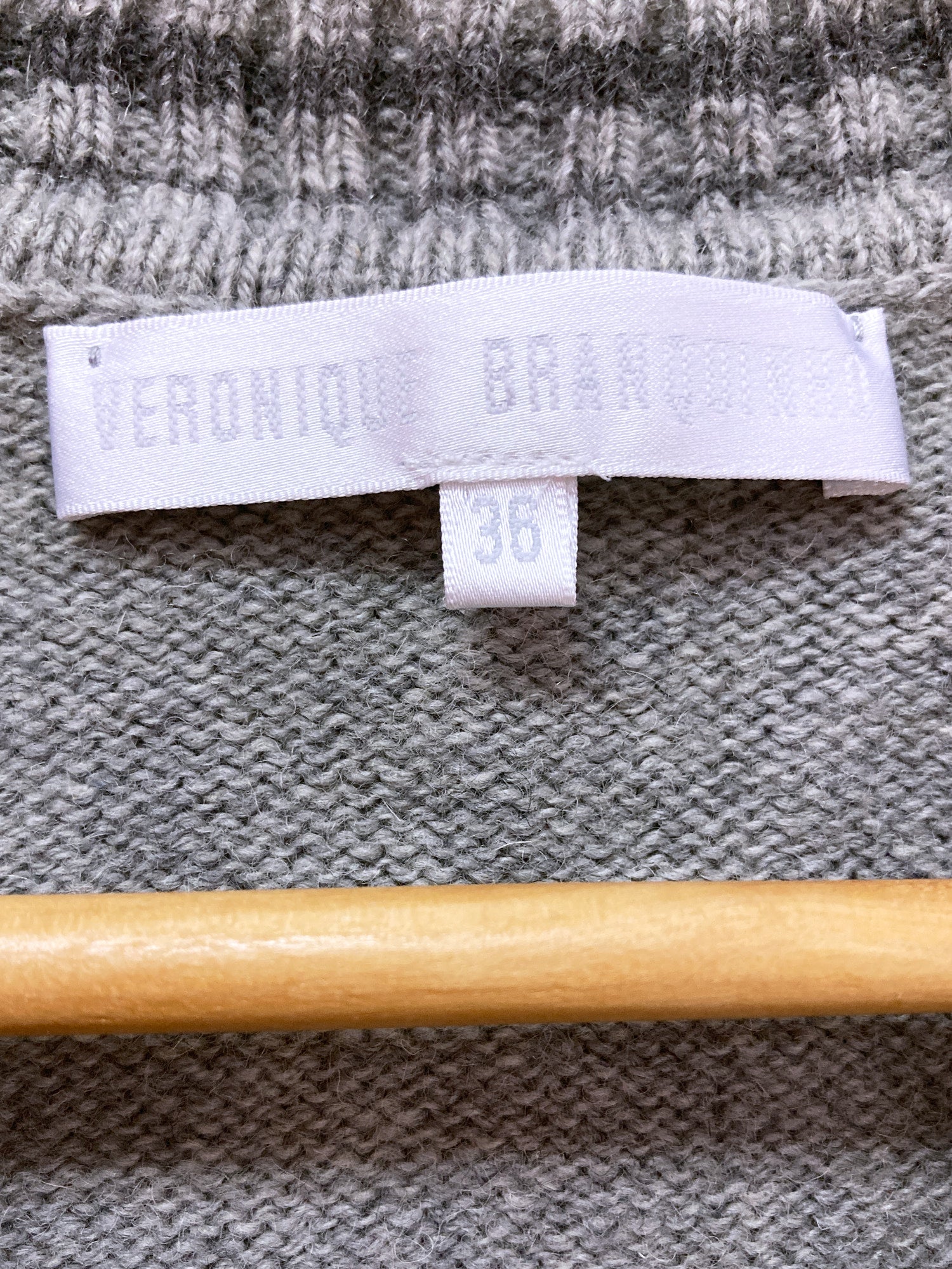 Veronique Branquinho grey wool low v neck jumper - size 36 S