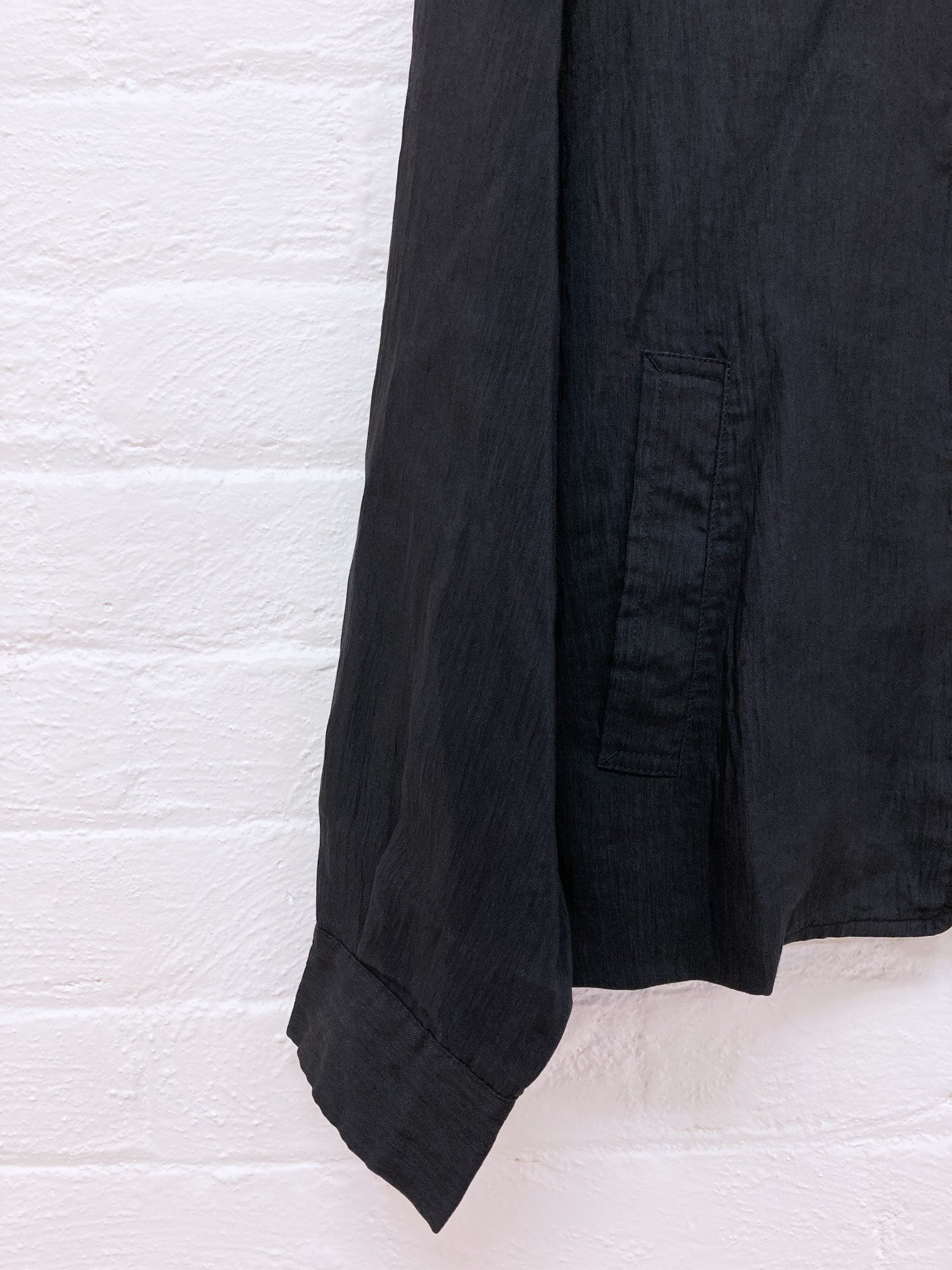 Giuliano Fujiwara 1980s creased black collar cutout zip jacket - size M