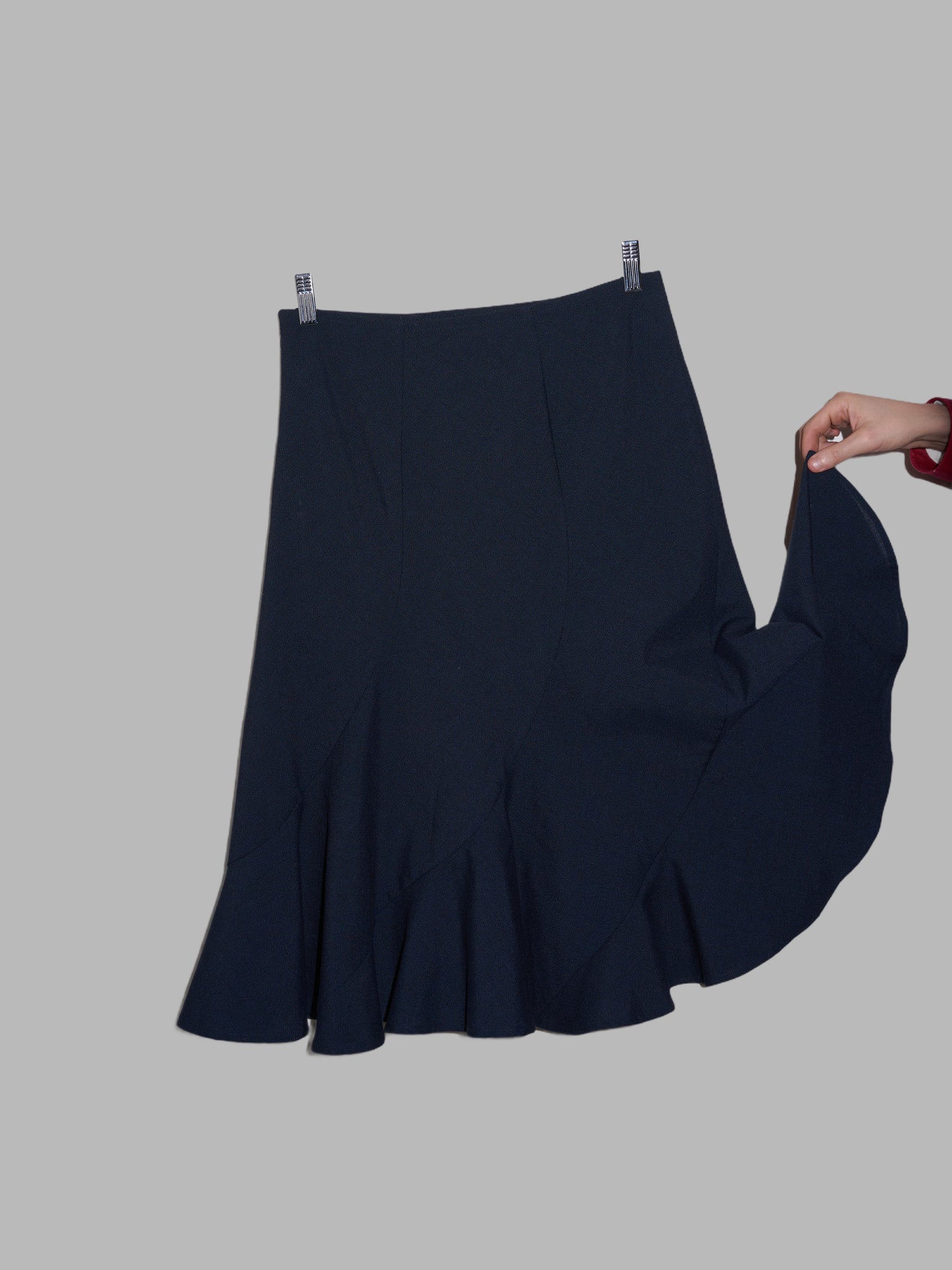 Junya Watanabe Comme des Garcons 2000 dark navy wool poly paneled skirt - M