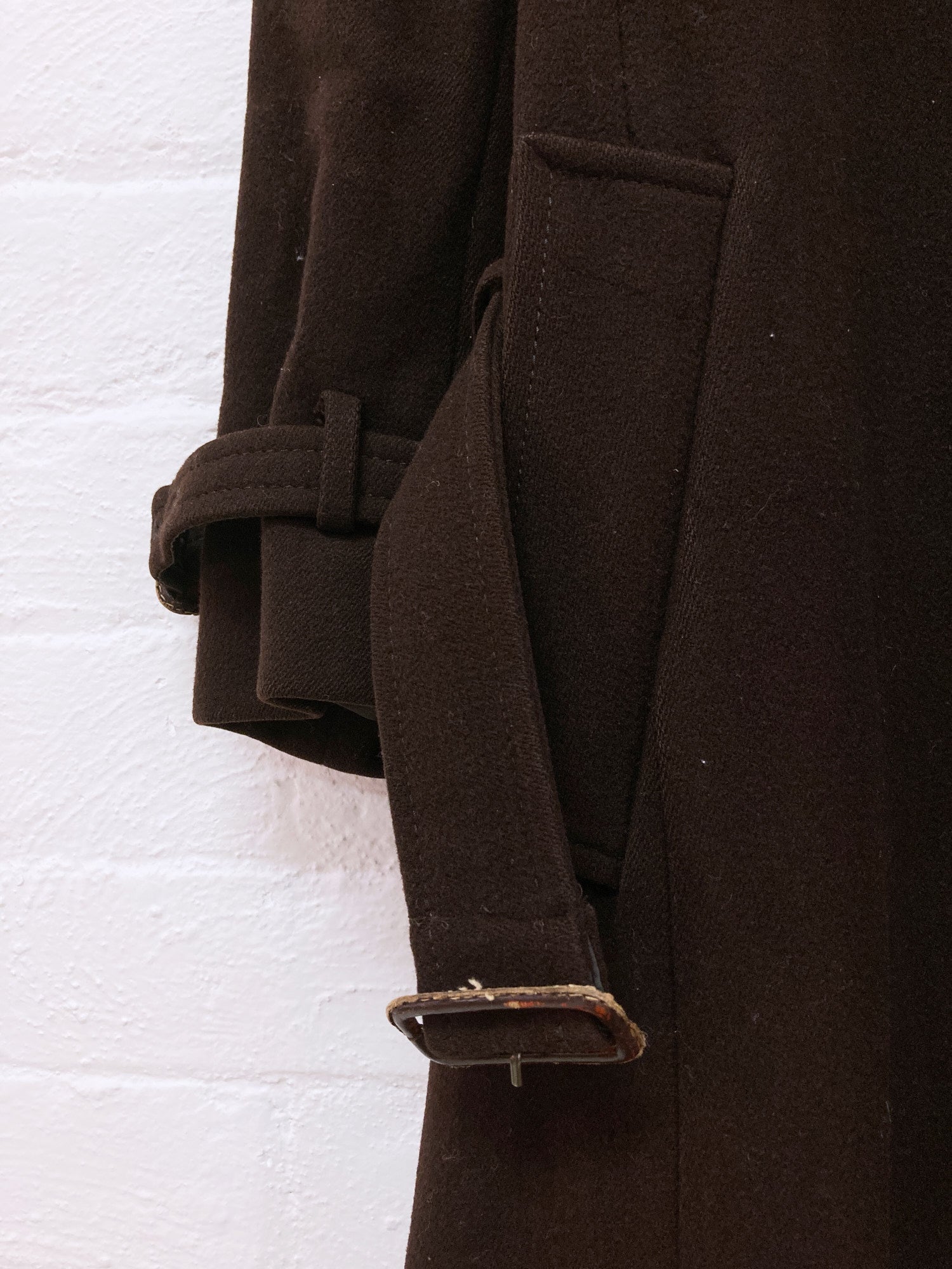 Veronique Branquinho brown wool melton houndstooth lapel trench coat - sz 36