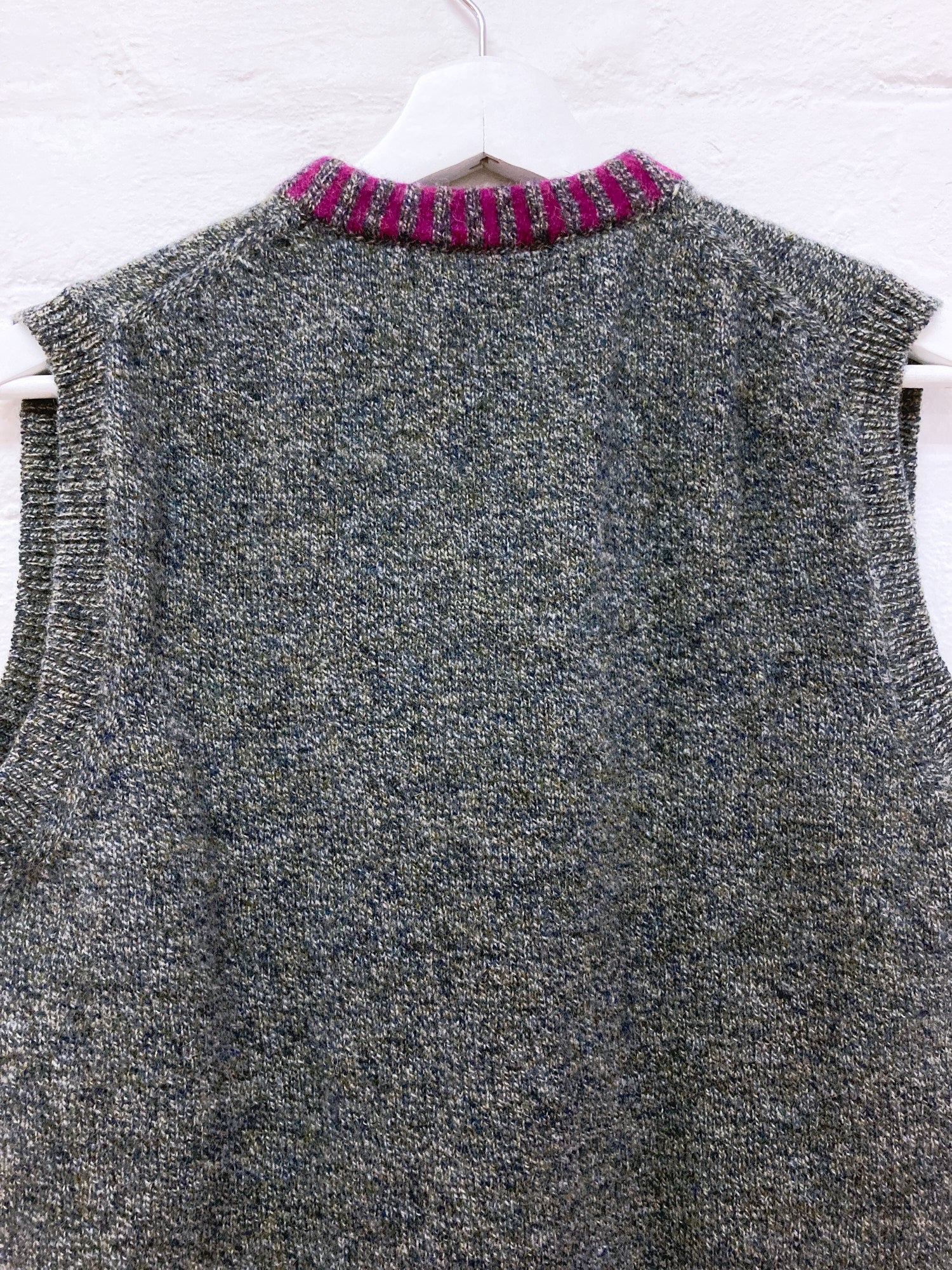 Comme des Garcons Homme Plus 1996 heathered grey wool knit purple trim vest XS