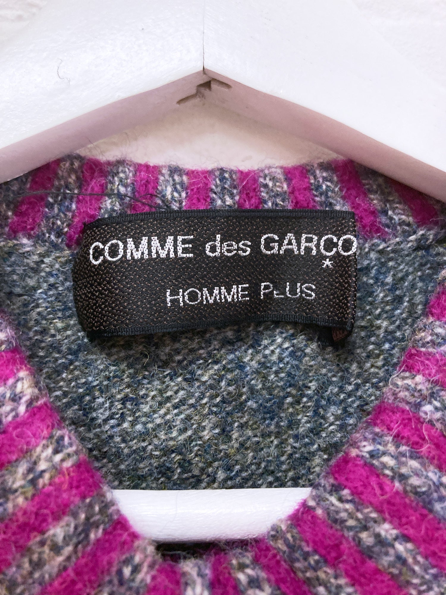 Comme des Garcons Homme Plus 1996 heathered grey wool knit purple trim vest - XS