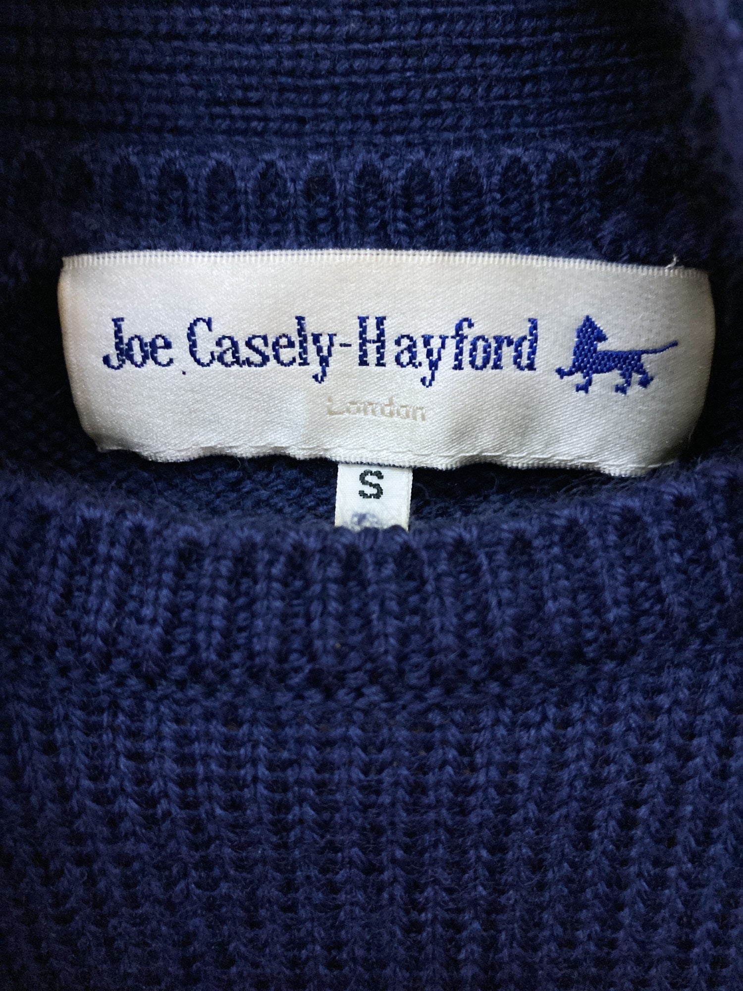 Joe Casely-Hayford navy wool scarf neck jumper - mens unisex S