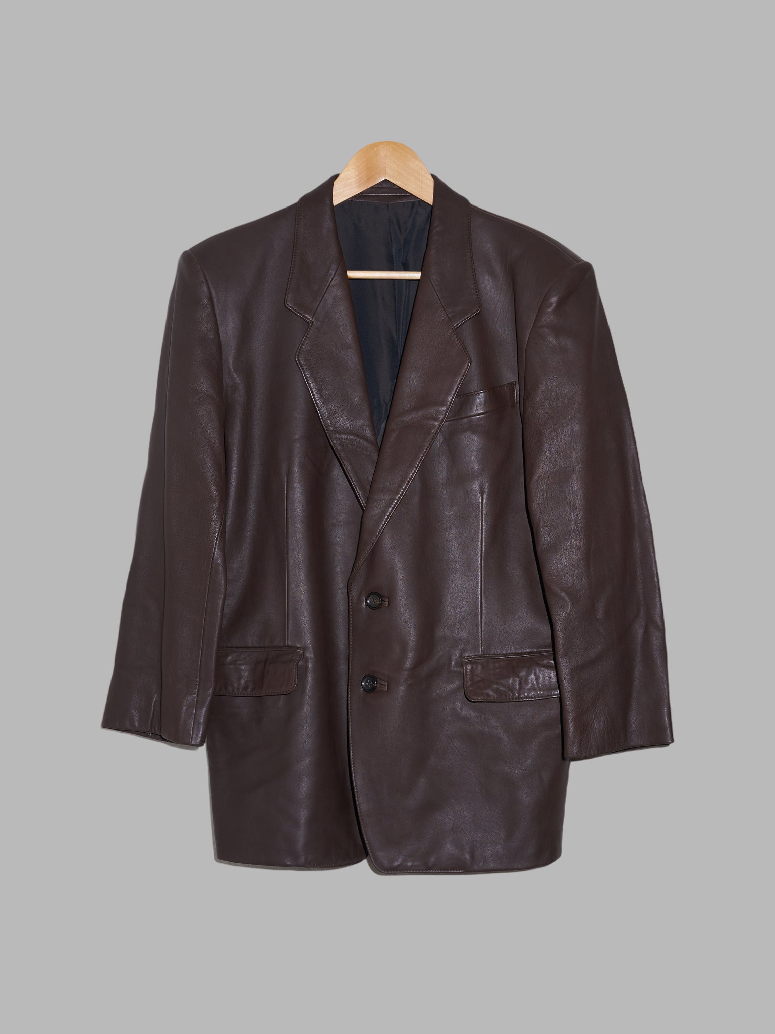 Moga Yoshie Inaba 1980s dark brown leather 2 button blazer - M L