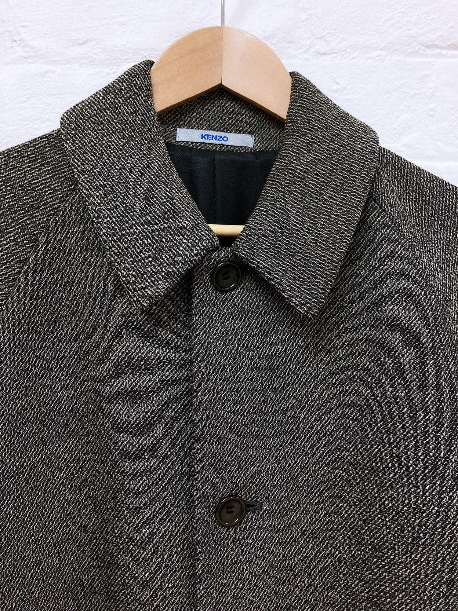 Kenzo Homme 1990s textured grey wool nylon mackintosh coat 