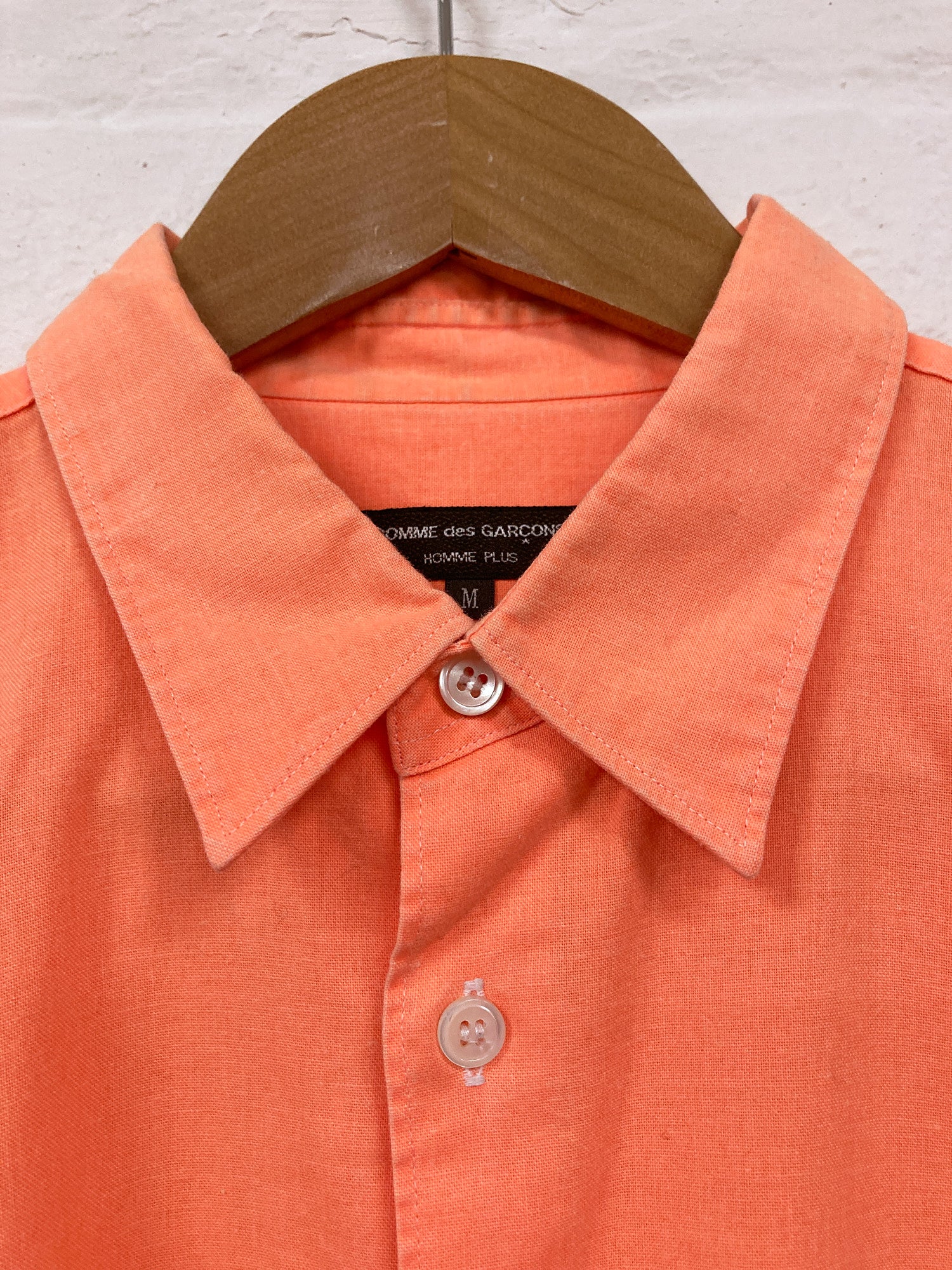 Comme des Garcons Homme Plus SS2002 fluorescent orange cotton shirt - M S XS