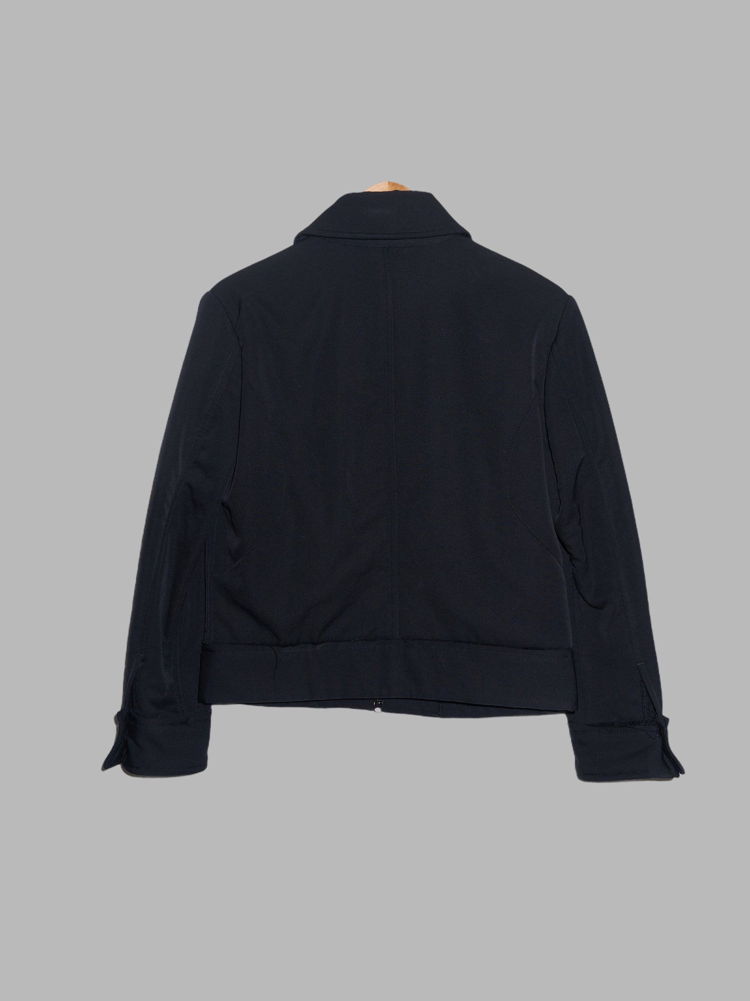 Y’s Yohji Yamamoto black bonded wool zip jacket with raw edge trim - size 1 S